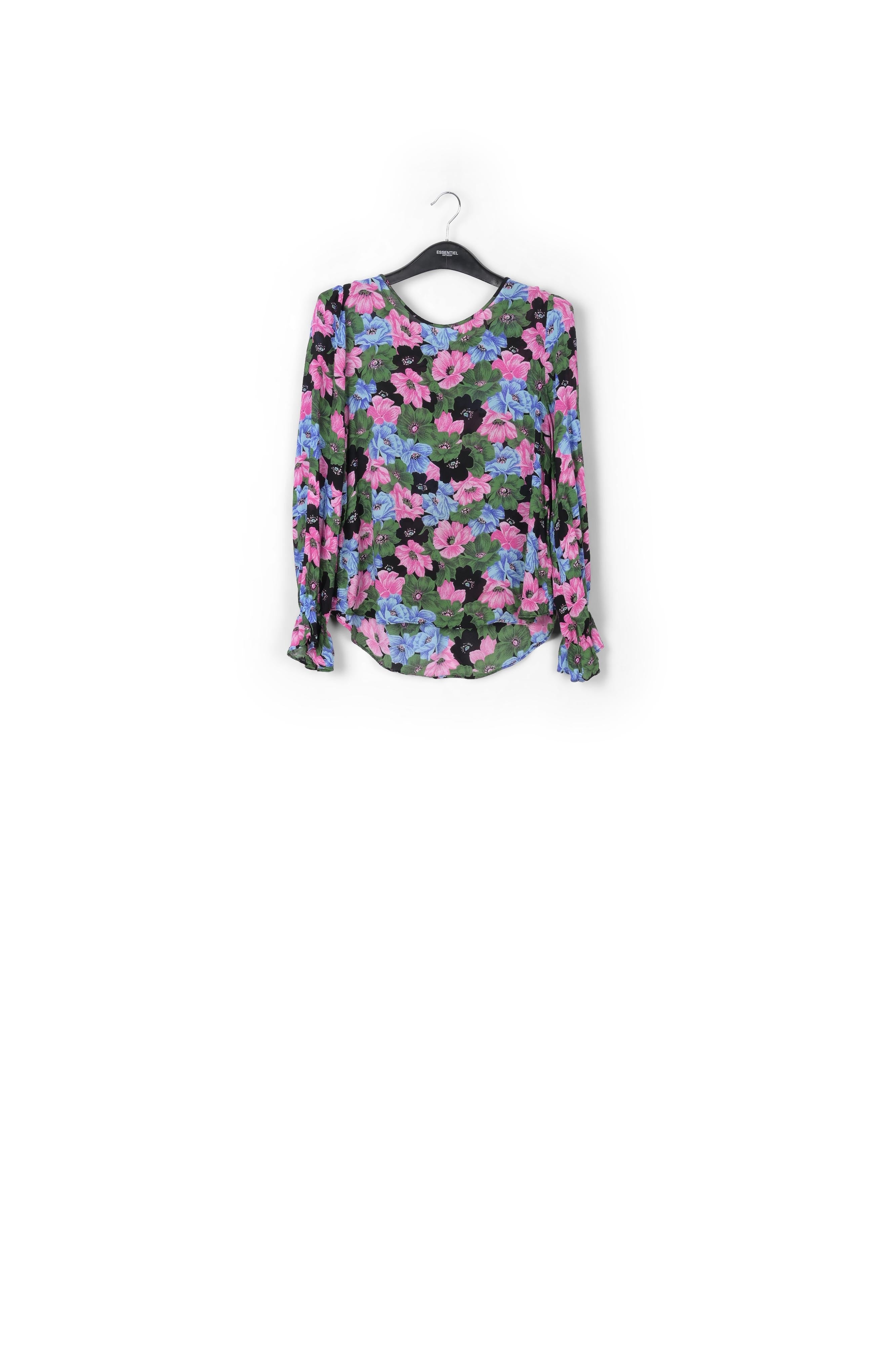 Chemisier noir, vert clair et fuchsia à imprimé floral RE—SSENTIEL | Essentiel second hand