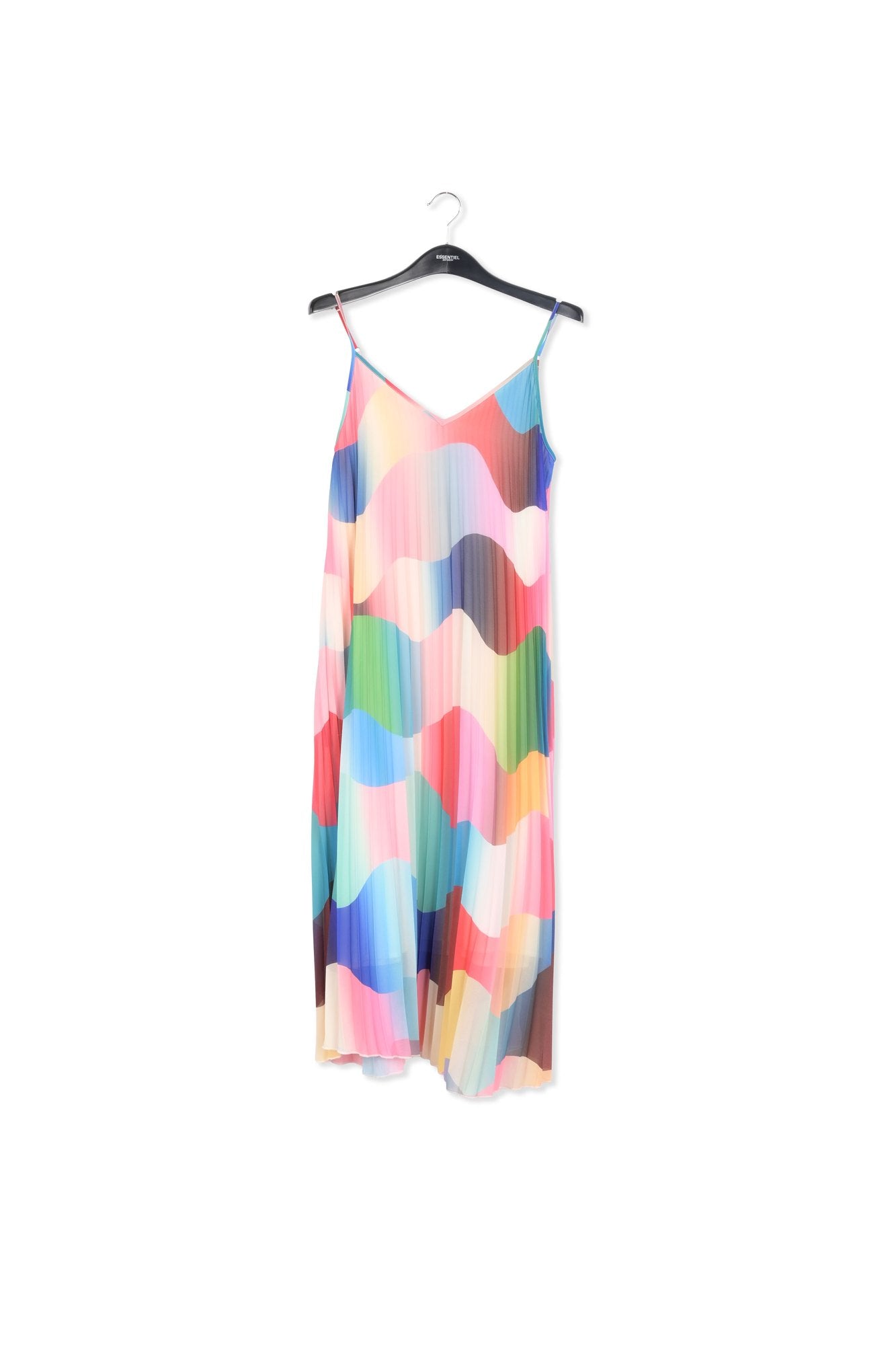 Multicolor graphic print plissé slip dress RE—SSENTIEL | Essentiel second hand