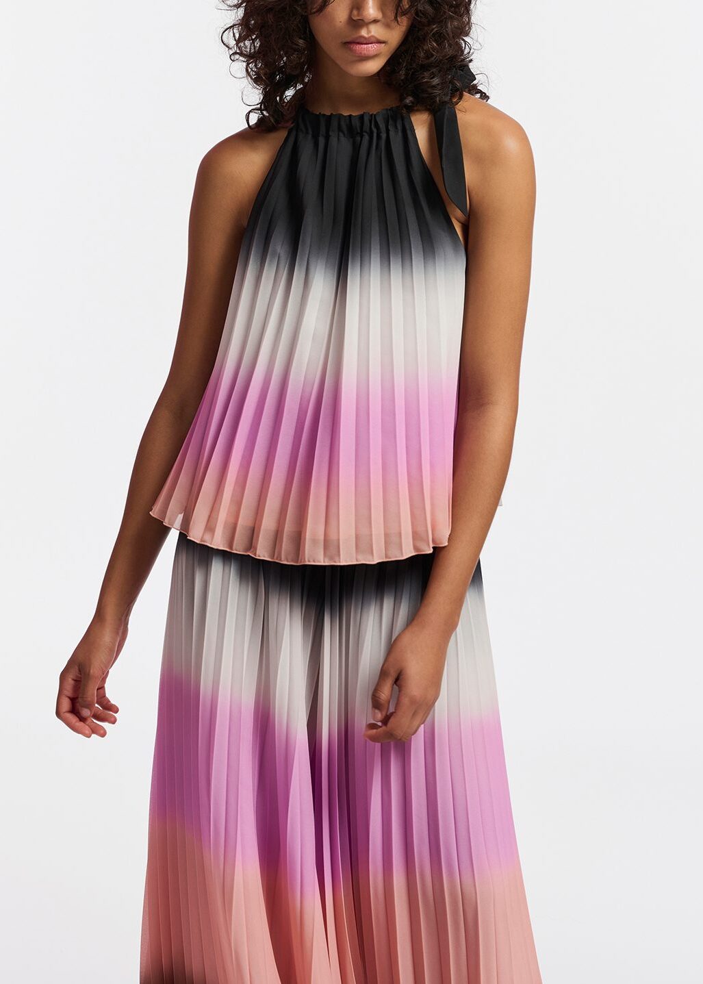 Multicolor plissé halter neck top with gradient effect RE—SSENTIEL | Essentiel second hand