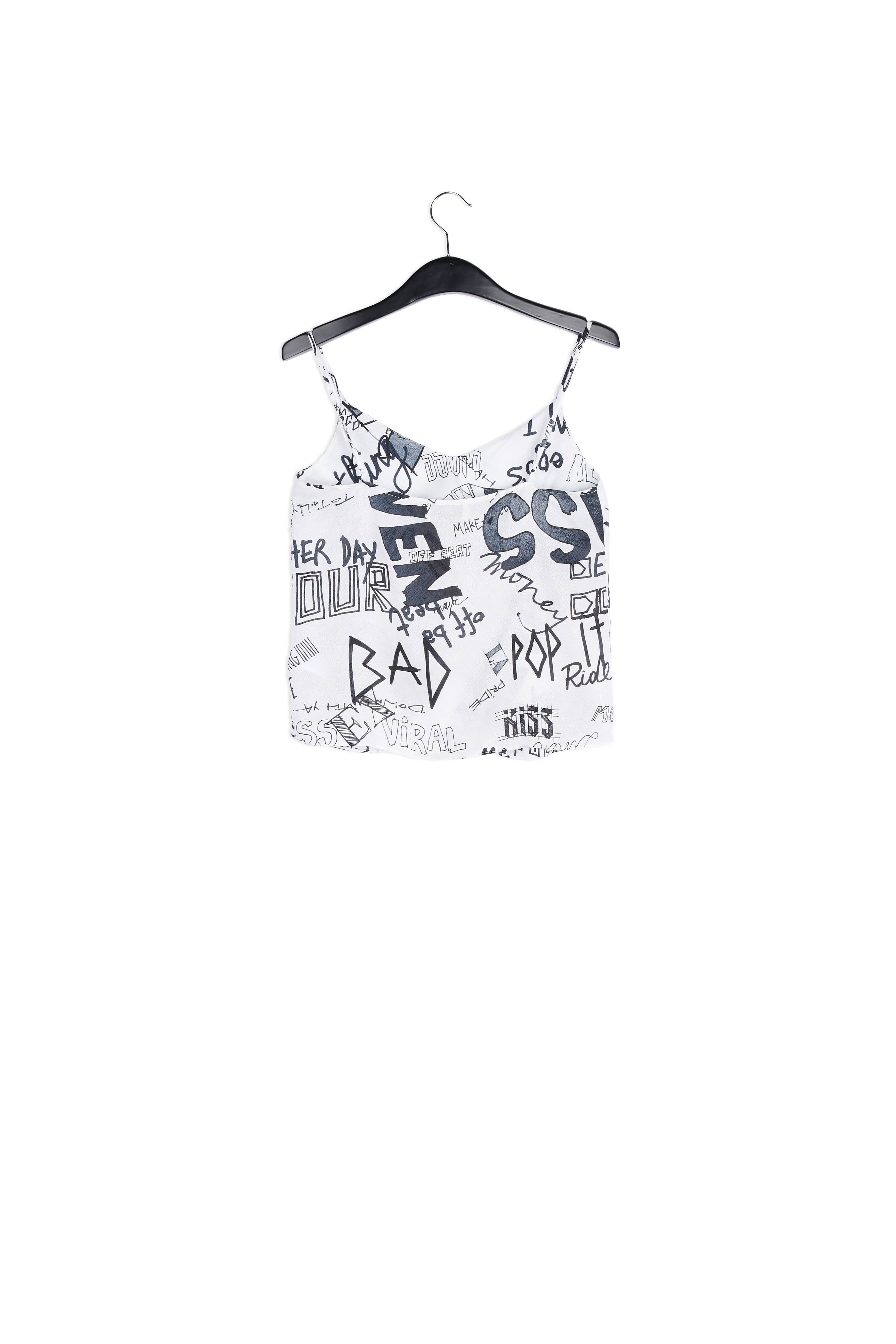 Off-white and black graffiti-print camisole RE—SSENTIEL | Essentiel second hand