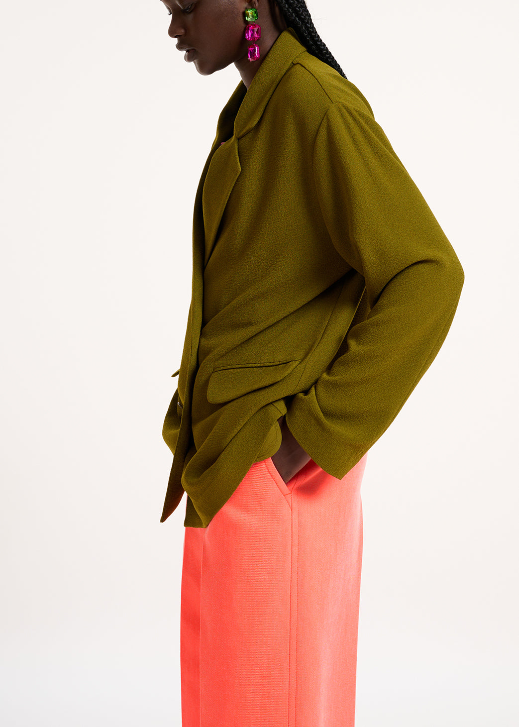 Blazer croisé kaki RE—SSENTIEL | Essentiel second hand