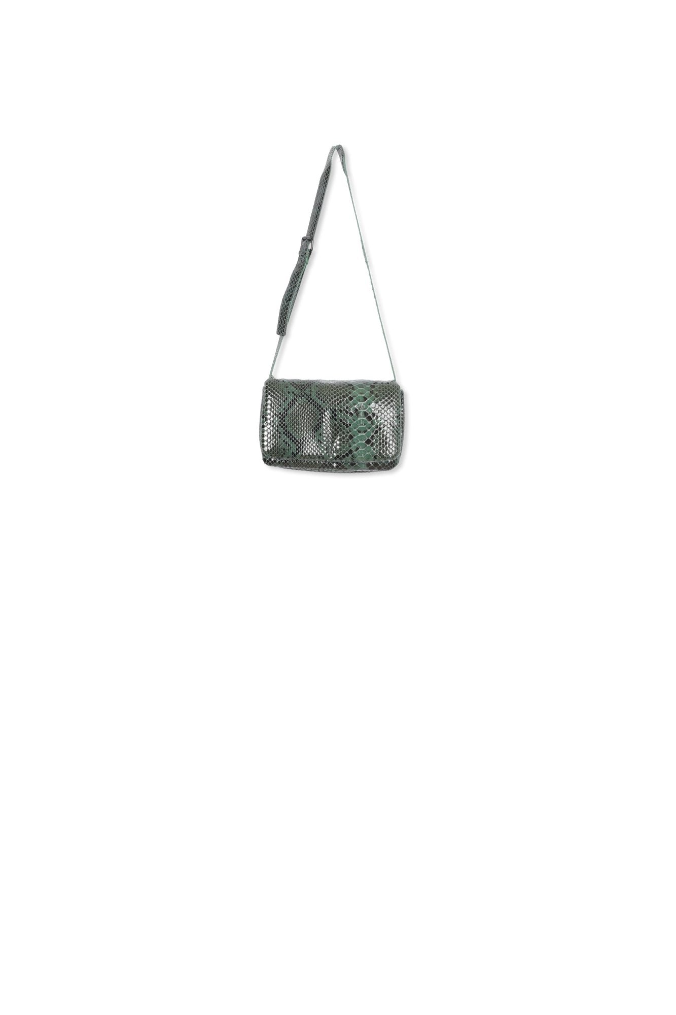 Dark green snake-effect shoulder bag RE—SSENTIEL | Essentiel second hand