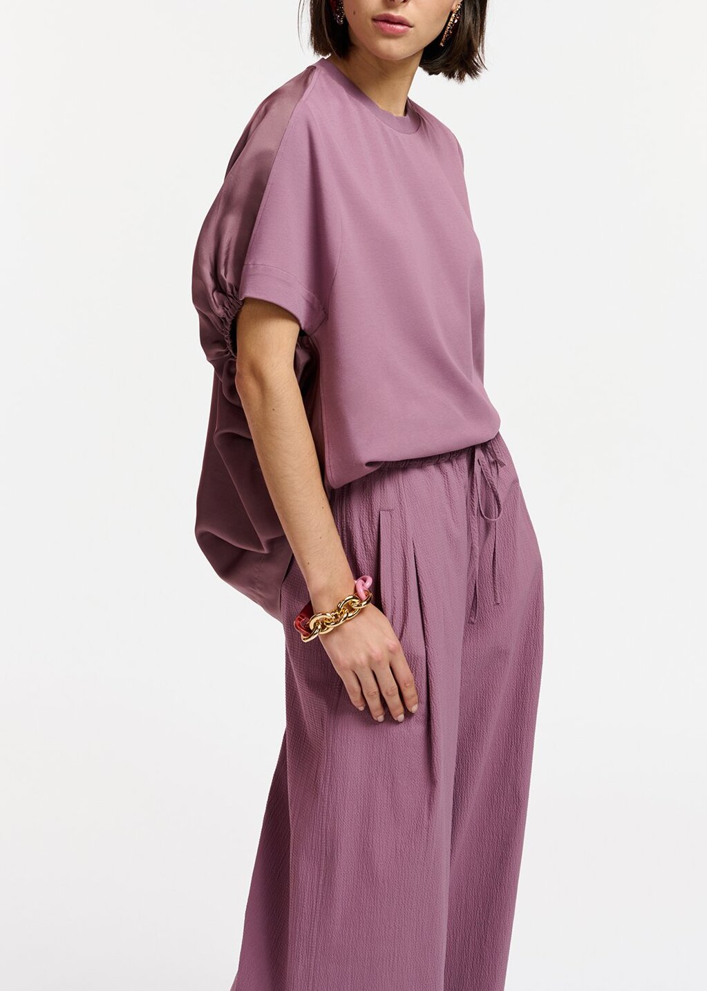 T-shirt mauve avec dos en soie RE—SSENTIEL | Essentiel second hand