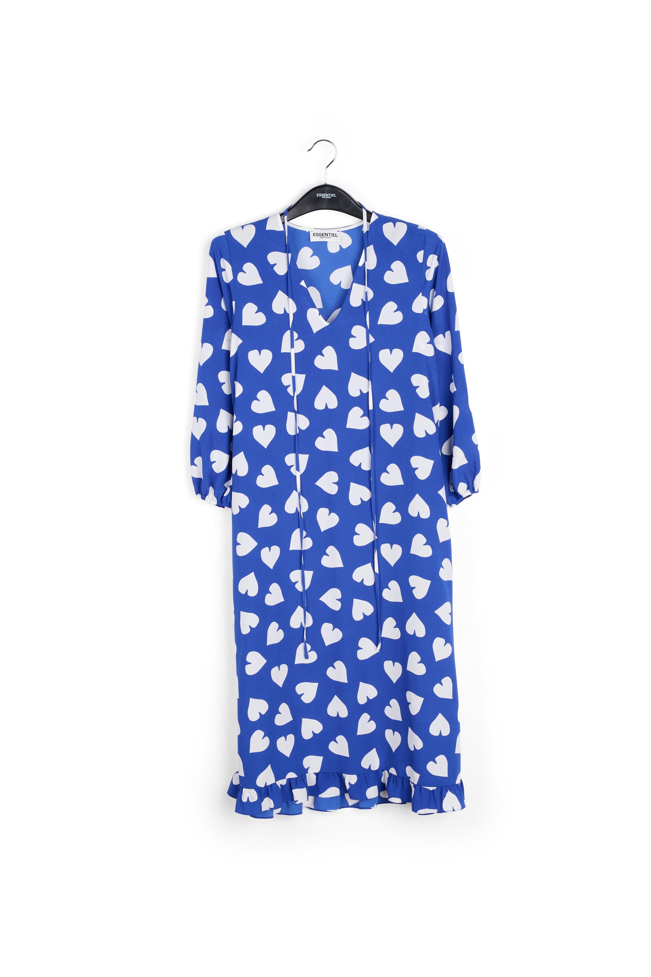 Blue and white heart print a-line dress RE—SSENTIEL | Essentiel second hand