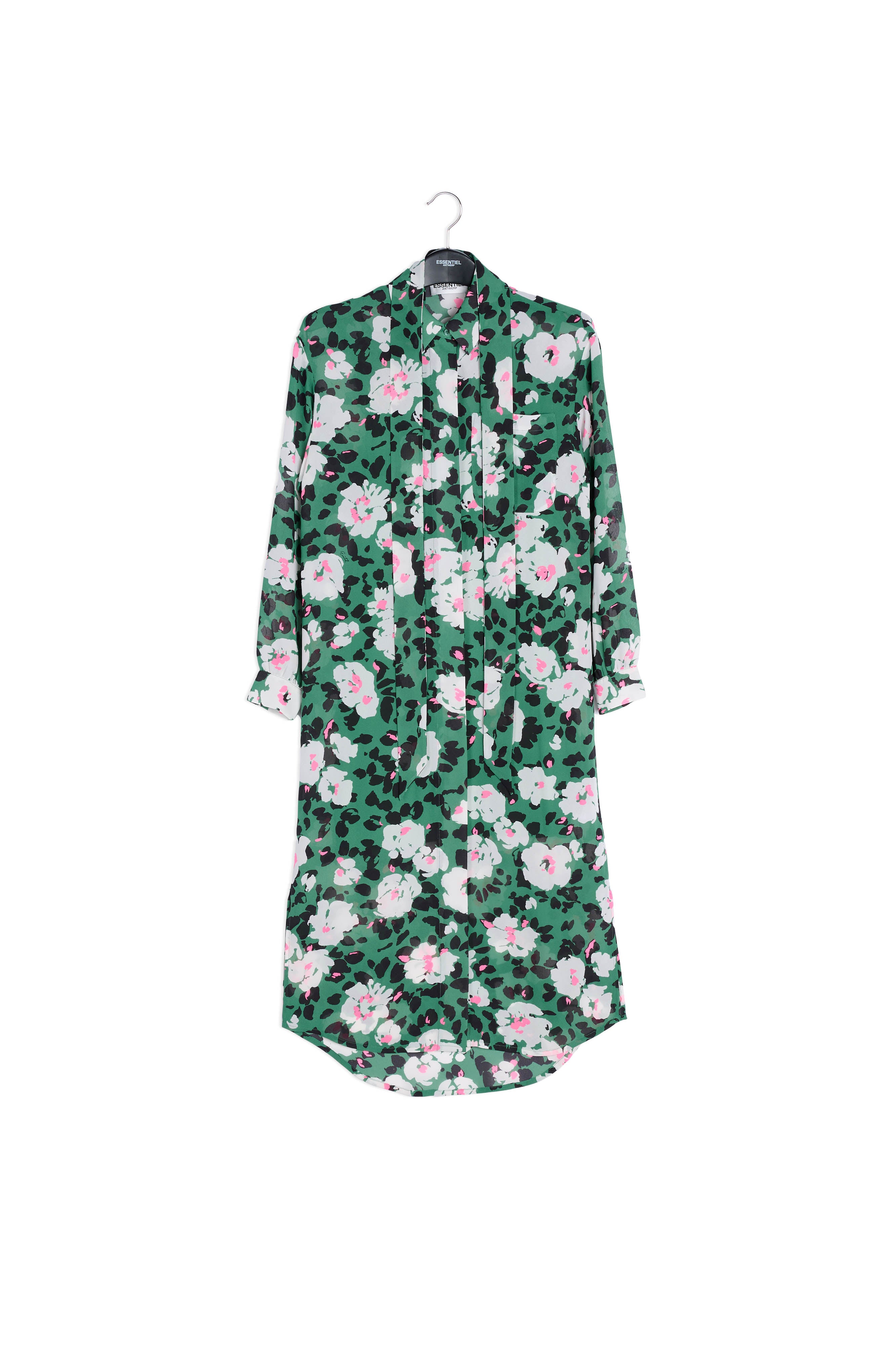 Groene hemdjurk met bloemenprint RE—SSENTIEL | Essentiel second hand