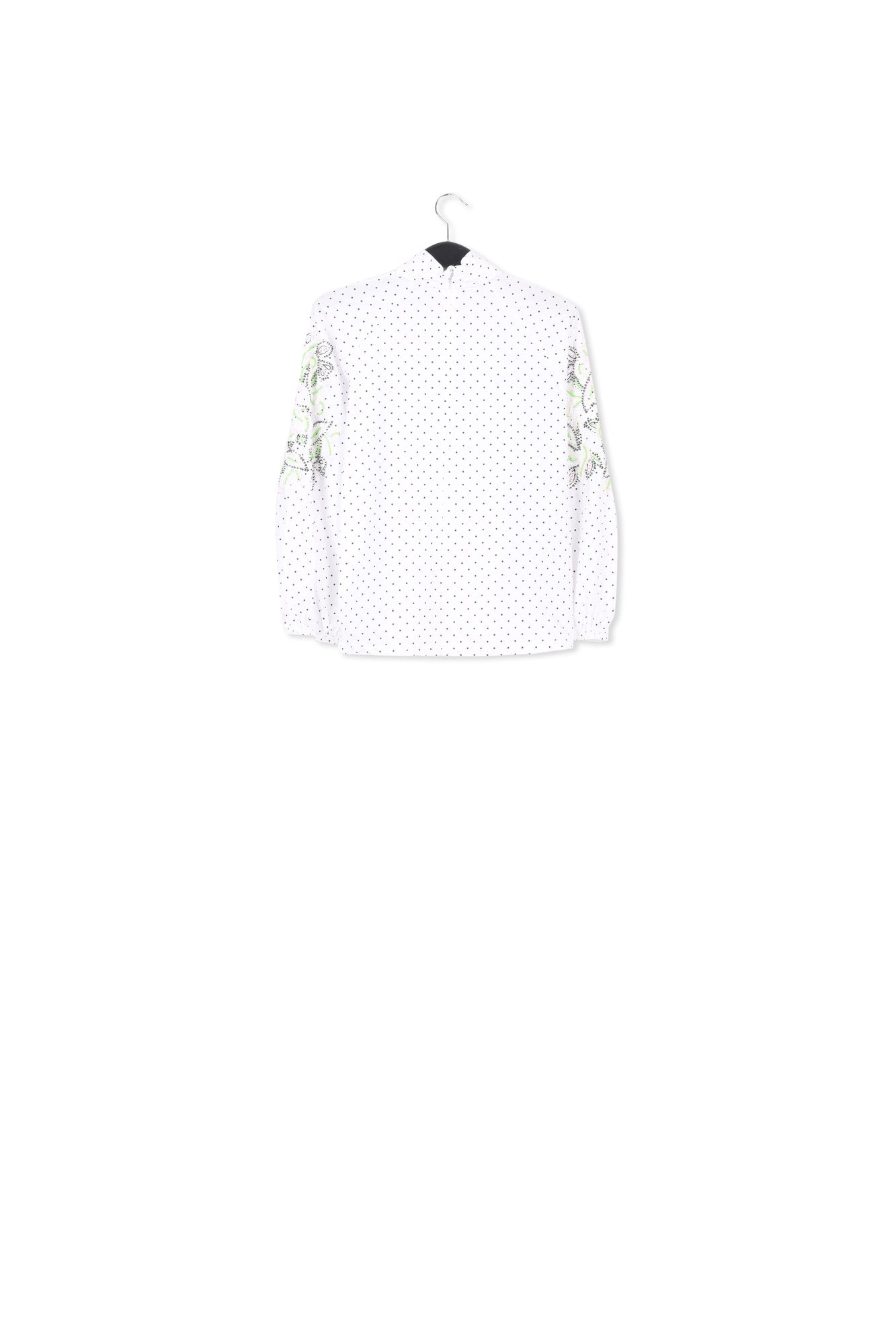 White polka-dotted top with stand-up collar RE—SSENTIEL | Essentiel second hand