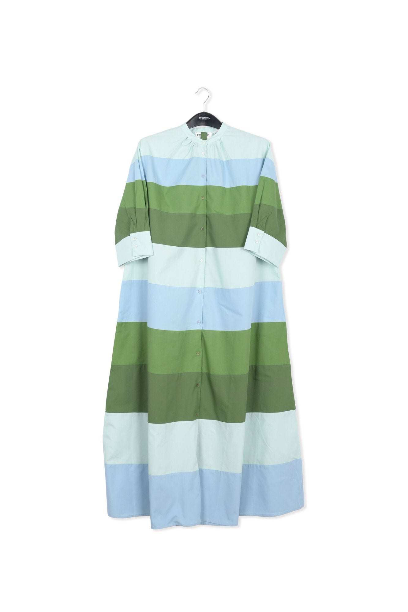 Robe maxi en coton bleu clair, bleue et verte RE—SSENTIEL | Essentiel second hand