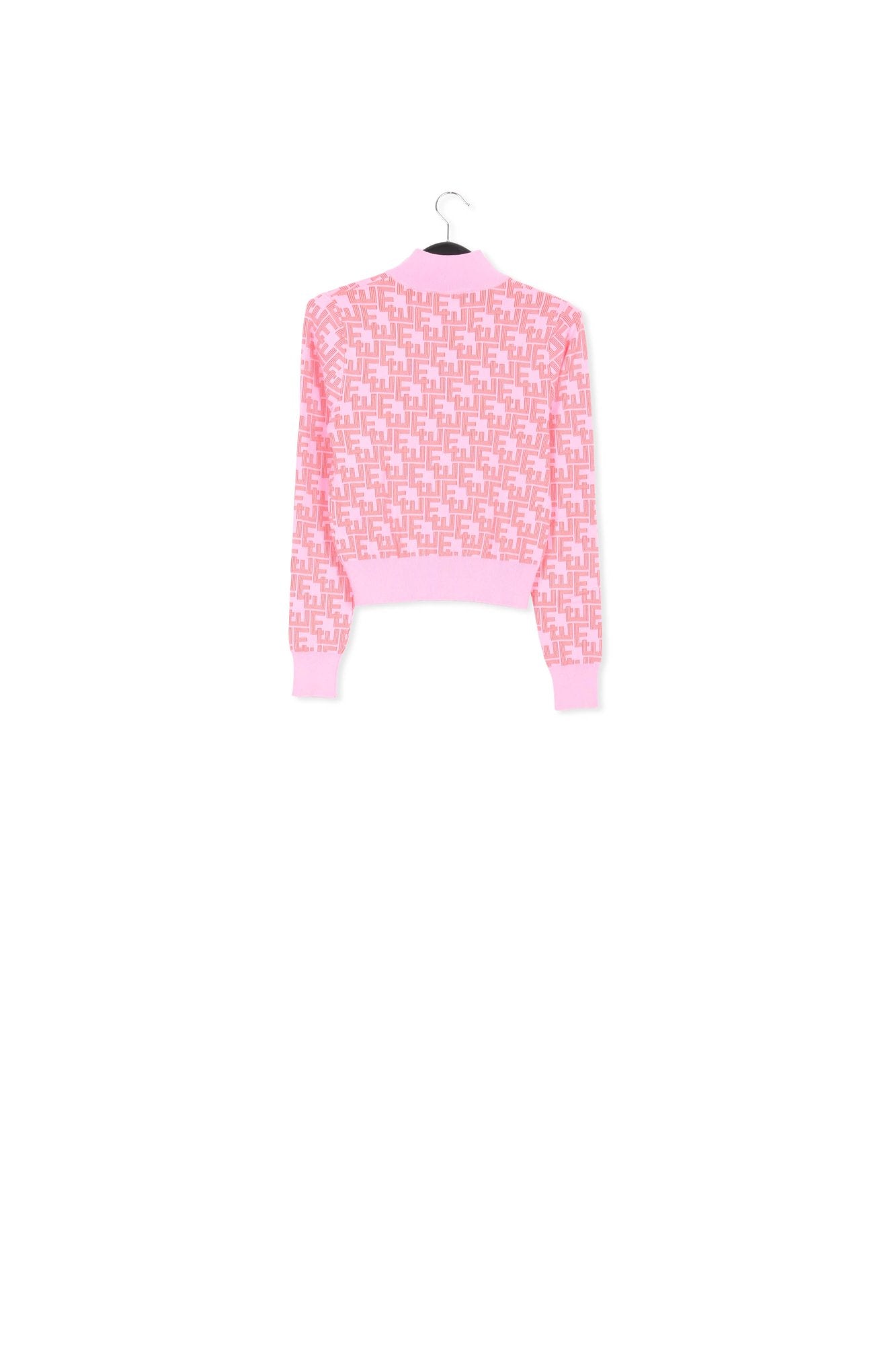 Pink and red jacquard-knitted zipped cardigan RE—SSENTIEL | Essentiel second hand