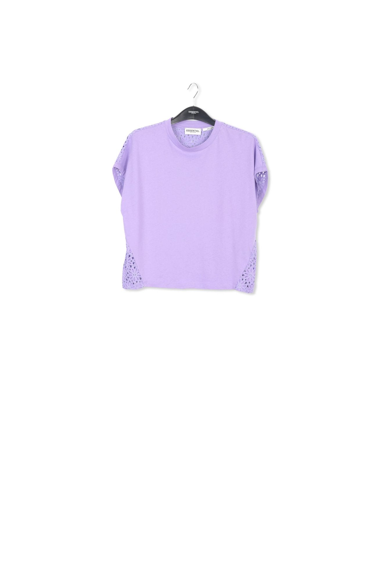 Lilac T-shirt with lace back panel RE—SSENTIEL | Essentiel second hand