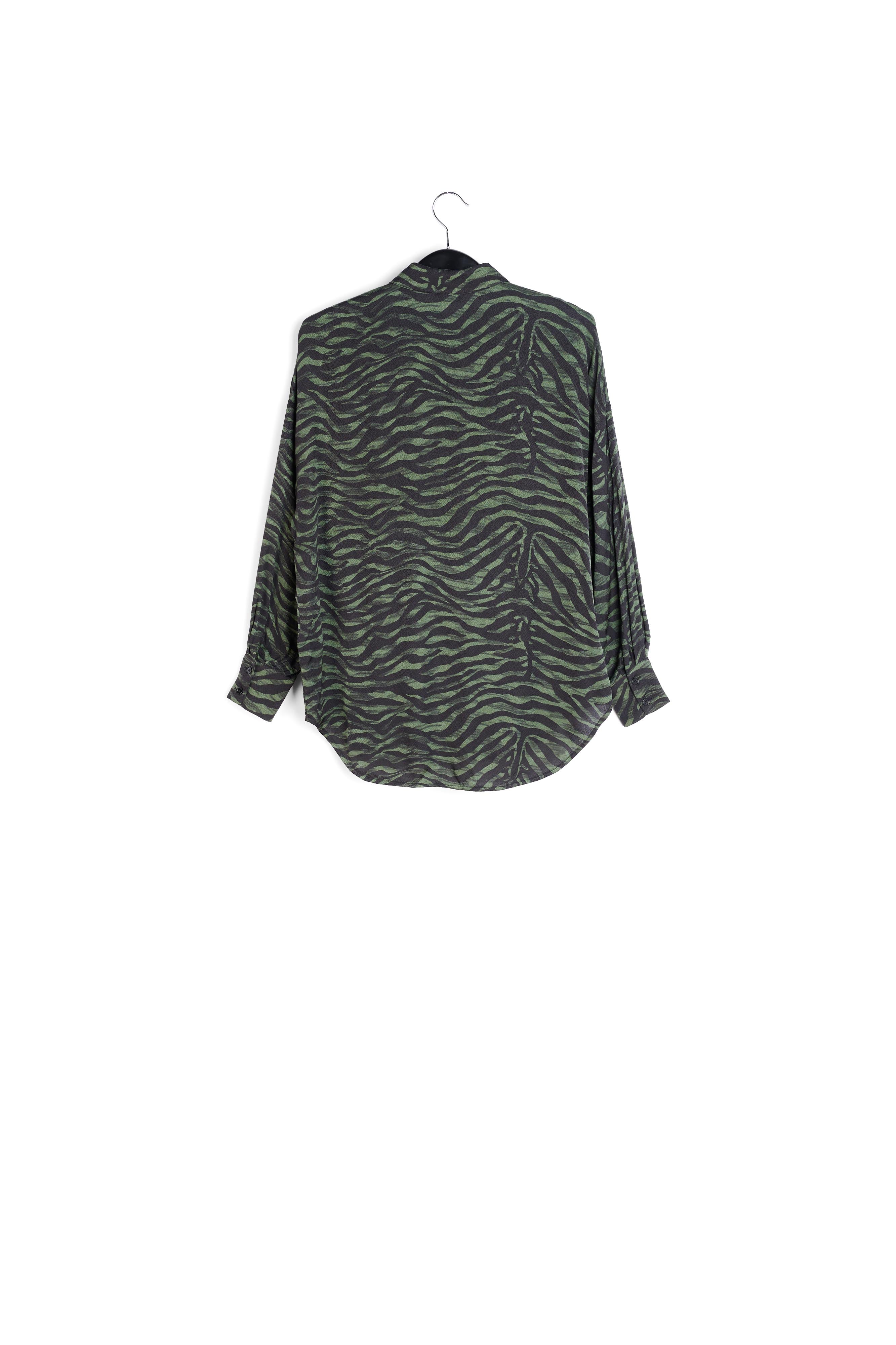 Oversized hemd met groene en zwarte zebraprint RE—SSENTIEL | Essentiel second hand