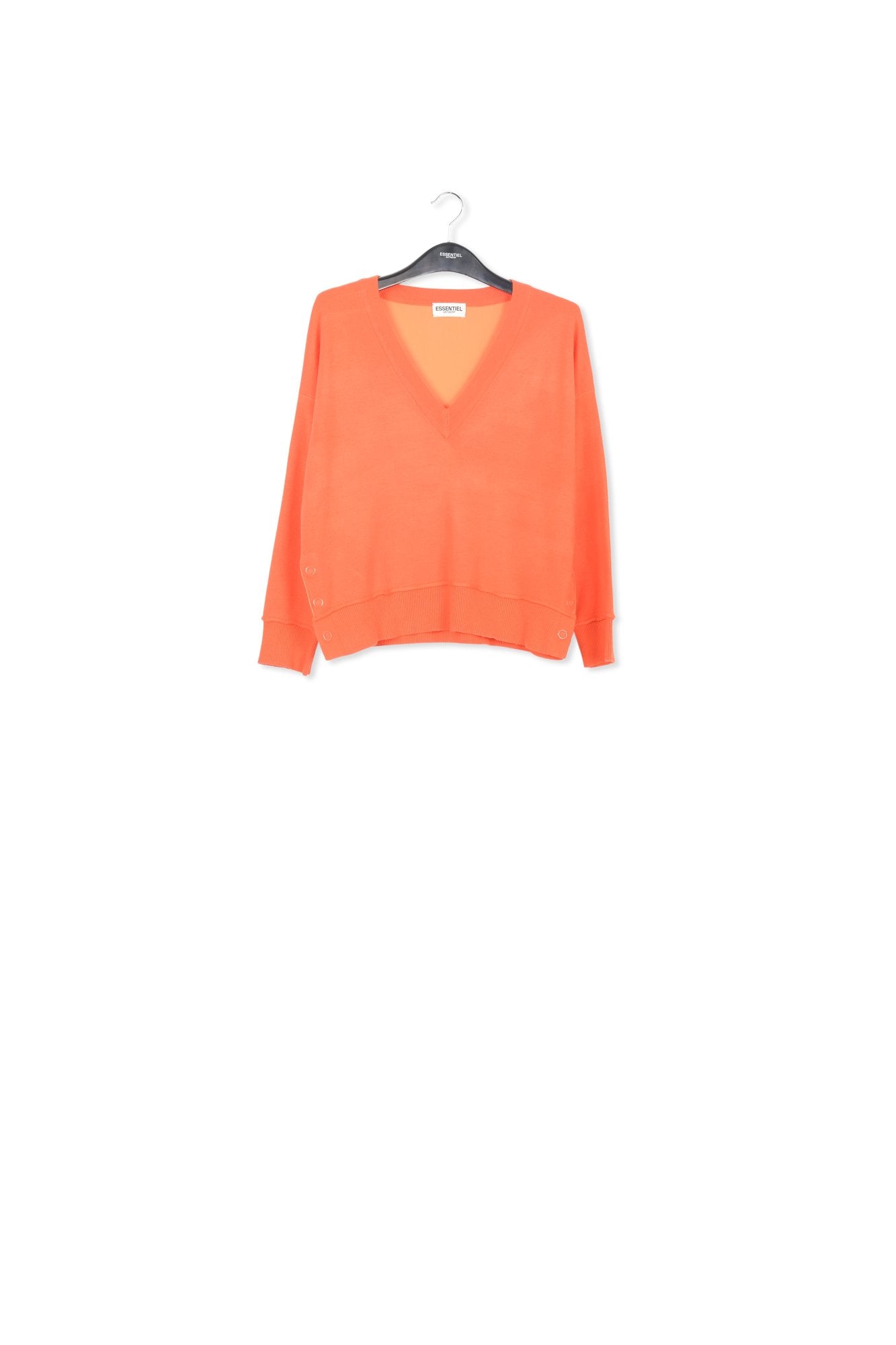 Orange boxy V-neck sweater RE—SSENTIEL | Essentiel second hand