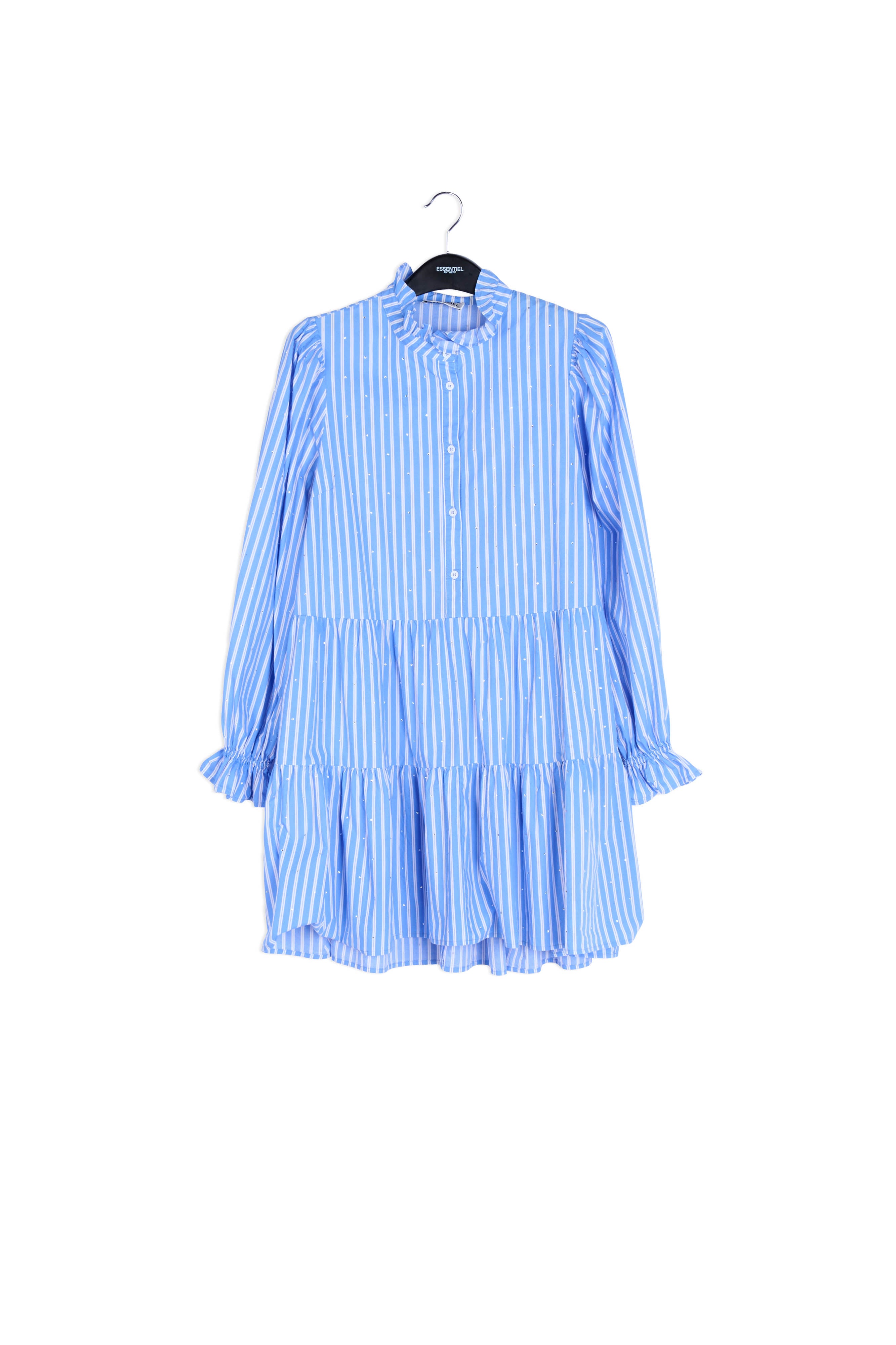 Light blue striped cotton-poplin mini dress RE—SSENTIEL | Essentiel second hand