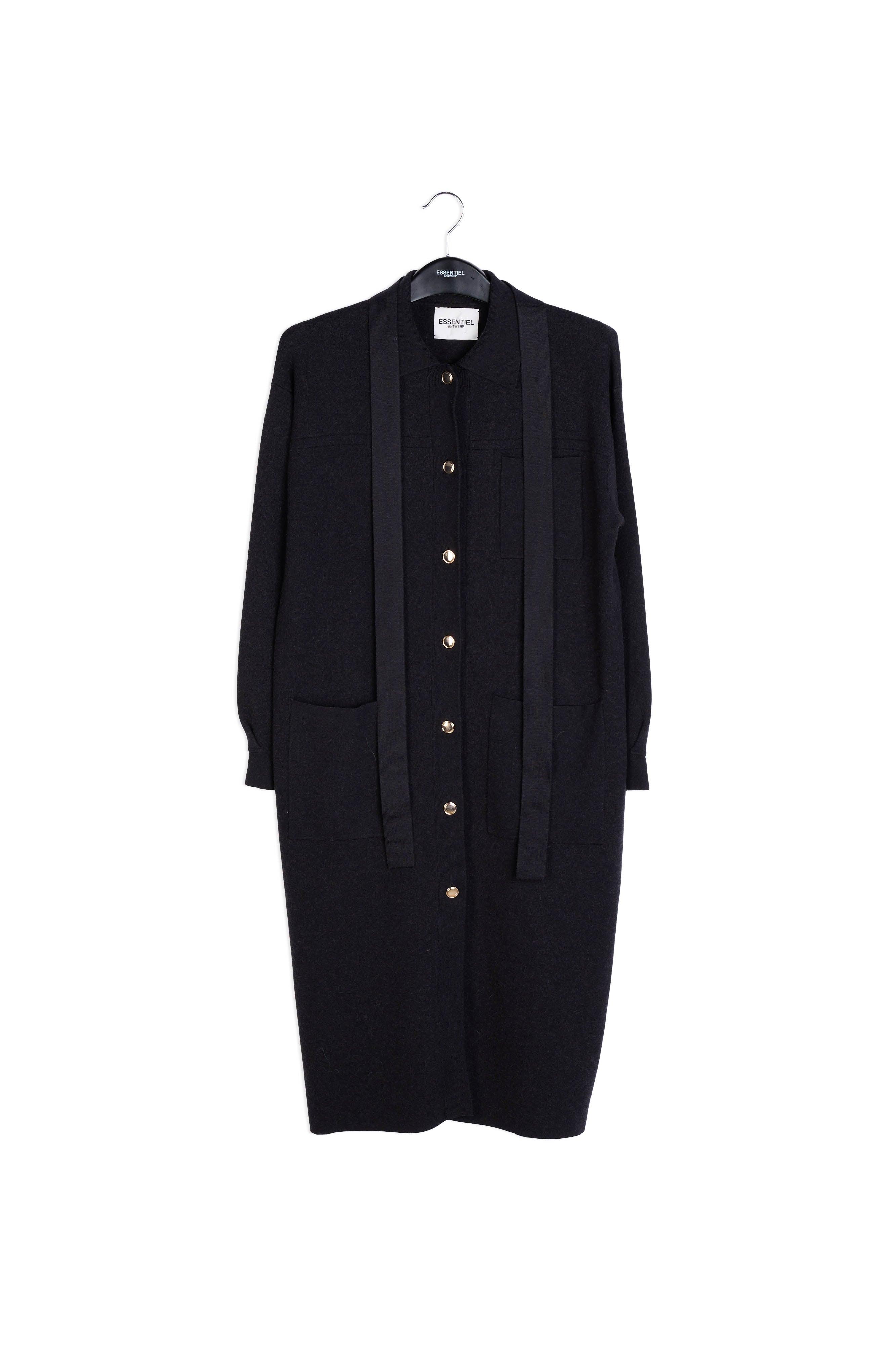 Black belted midi-length knit RE—SSENTIEL | Essentiel second hand