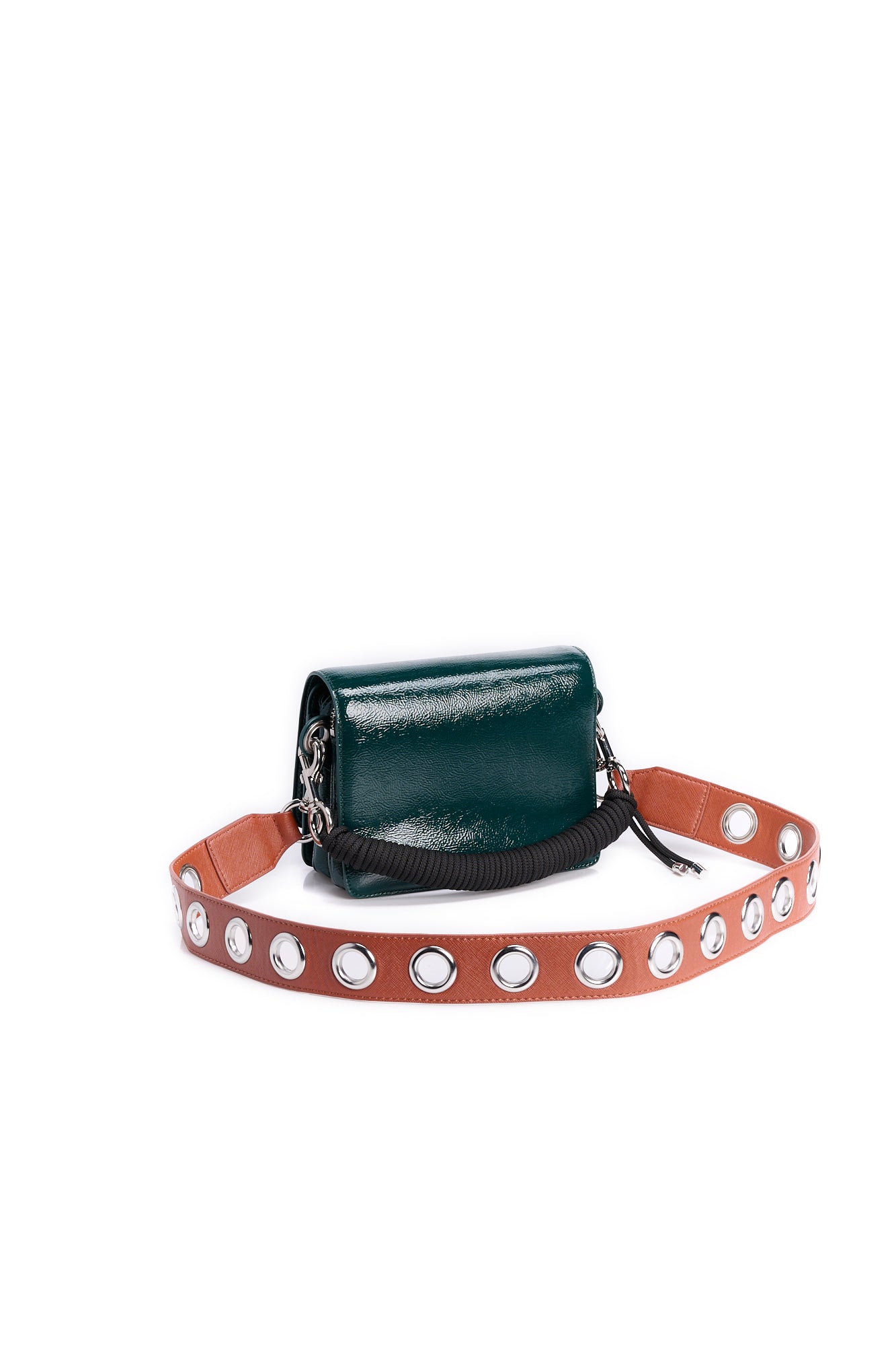 Glossy dark green shoulder bag RE—SSENTIEL | Essentiel second hand