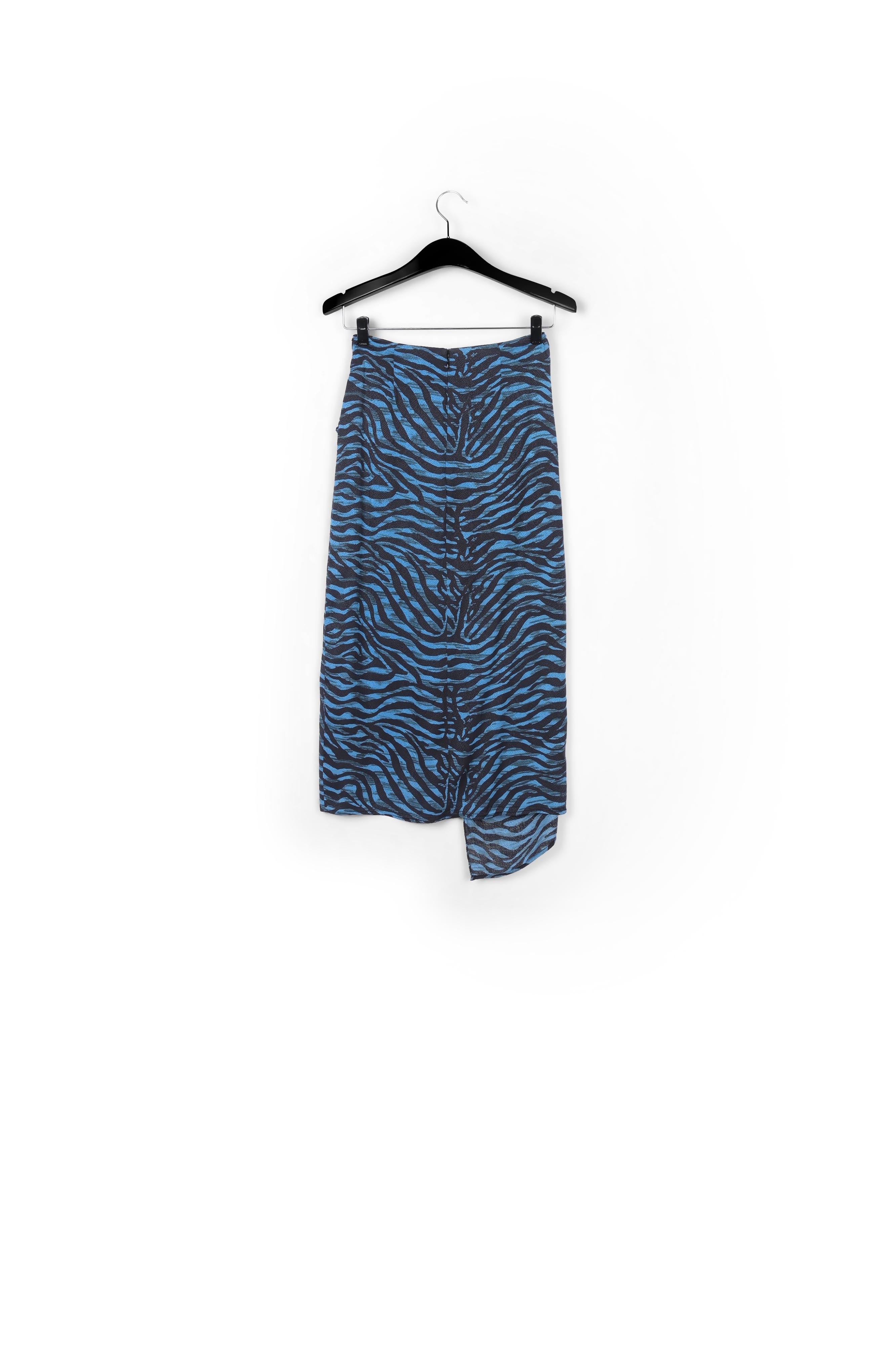 Jupe fourreau portefeuille bleue et noire RE—SSENTIEL | Essentiel second hand