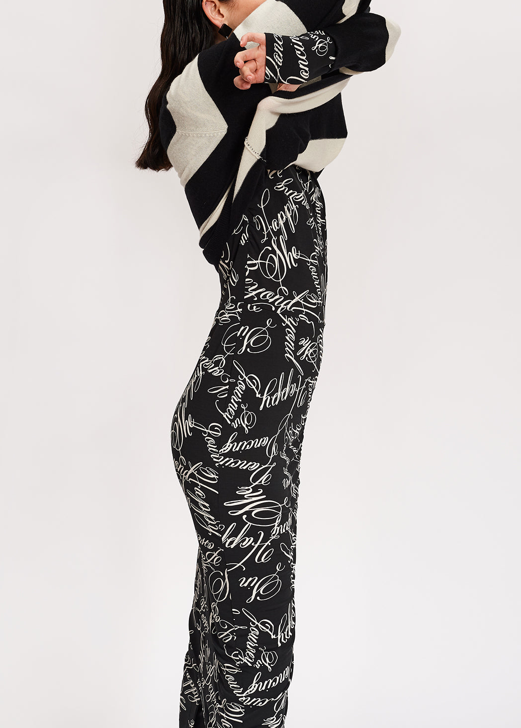 Robe midi noire à imprimé script RE—SSENTIEL | Essentiel second hand