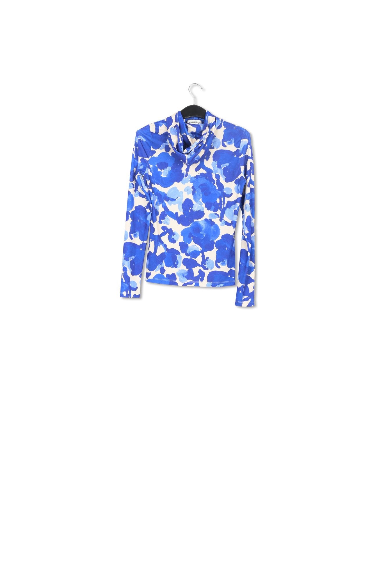 White and blue floral print hooded top RE—SSENTIEL | Essentiel second hand