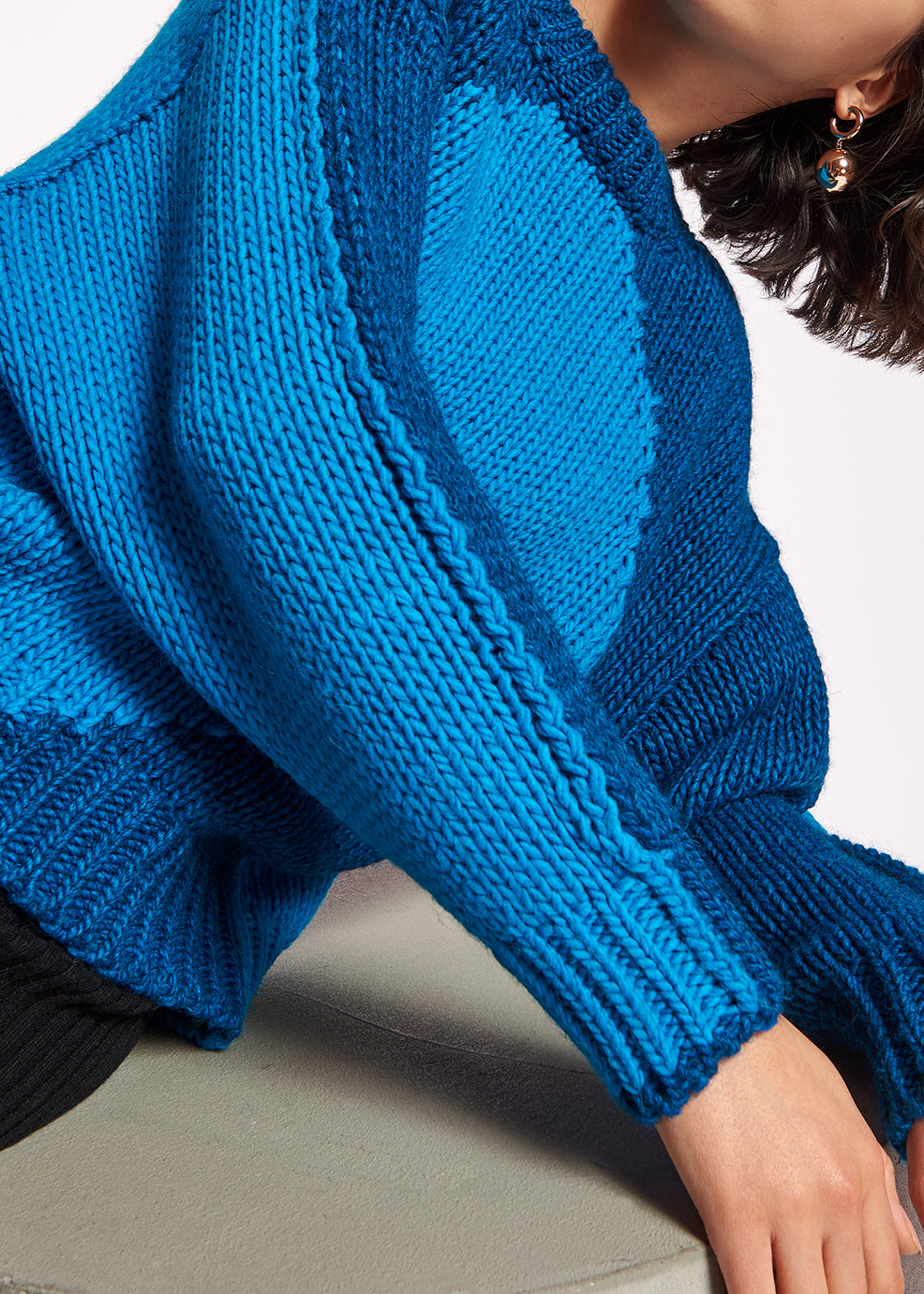 Blue and dark blue chunky knit sweater RE—SSENTIEL | Essentiel second hand