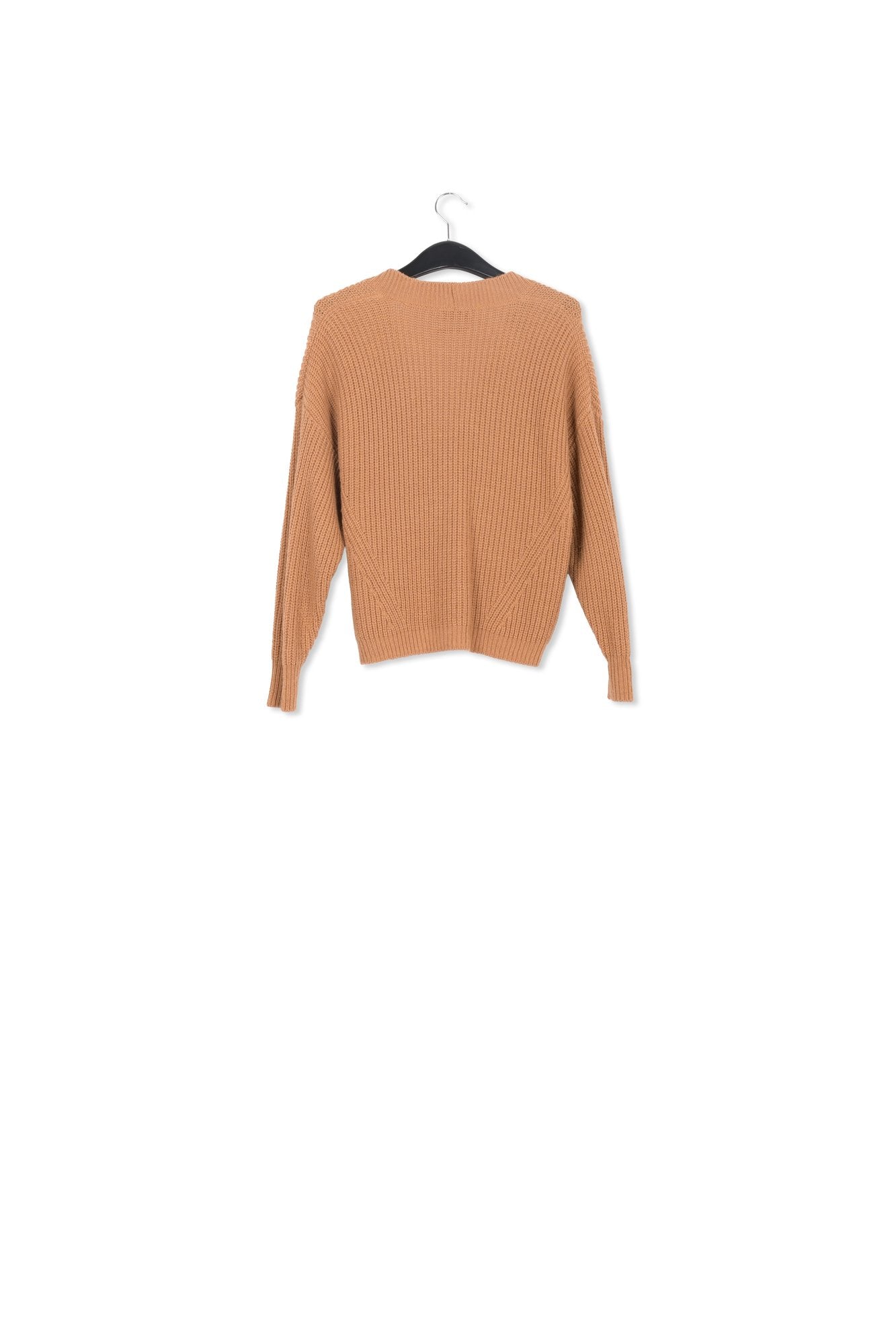 Camel ribbed-knit cardigan RE—SSENTIEL | Essentiel second hand