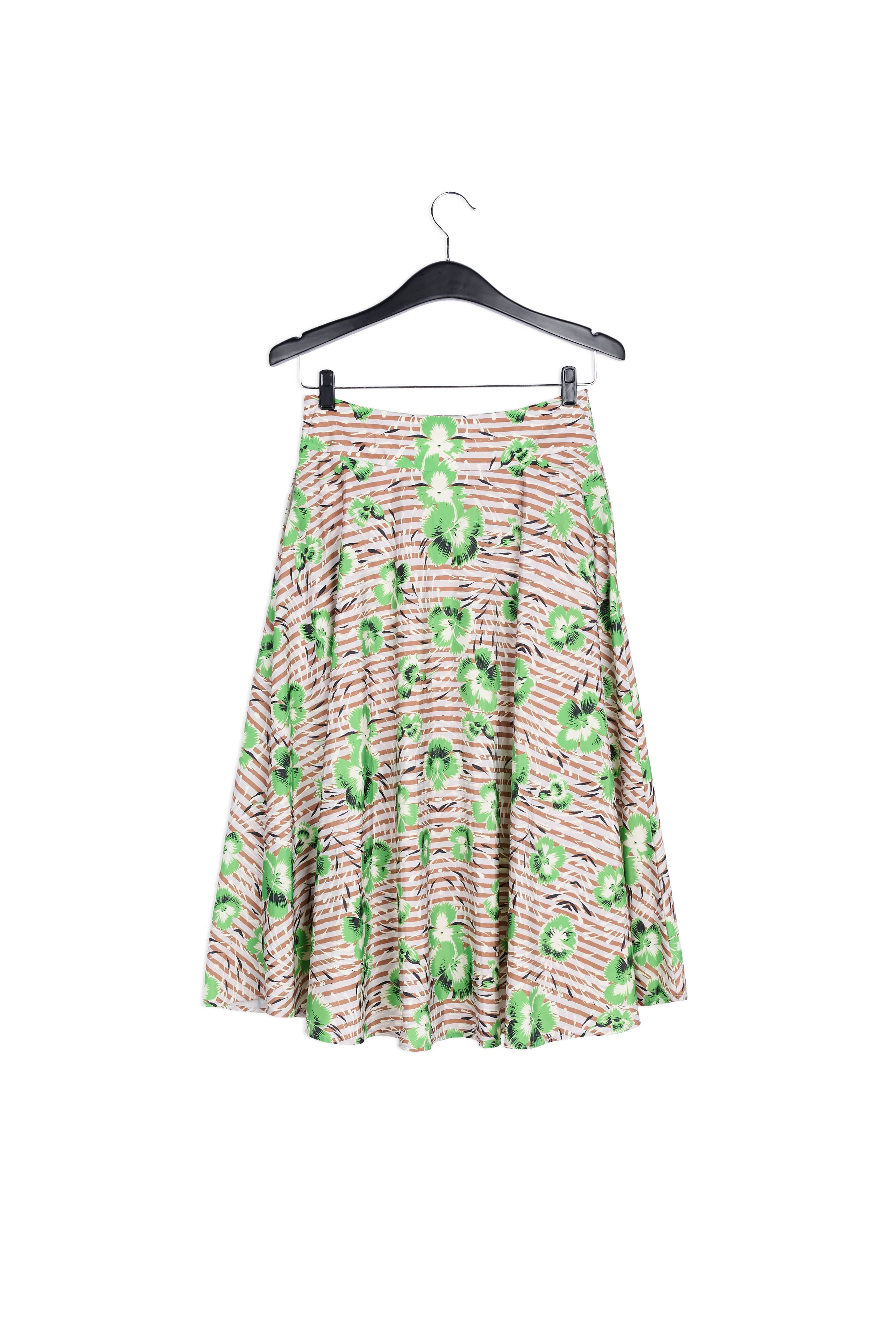 Jupe trapèze à rayures et fleurs rouges RE—SSENTIEL | Essentiel second hand