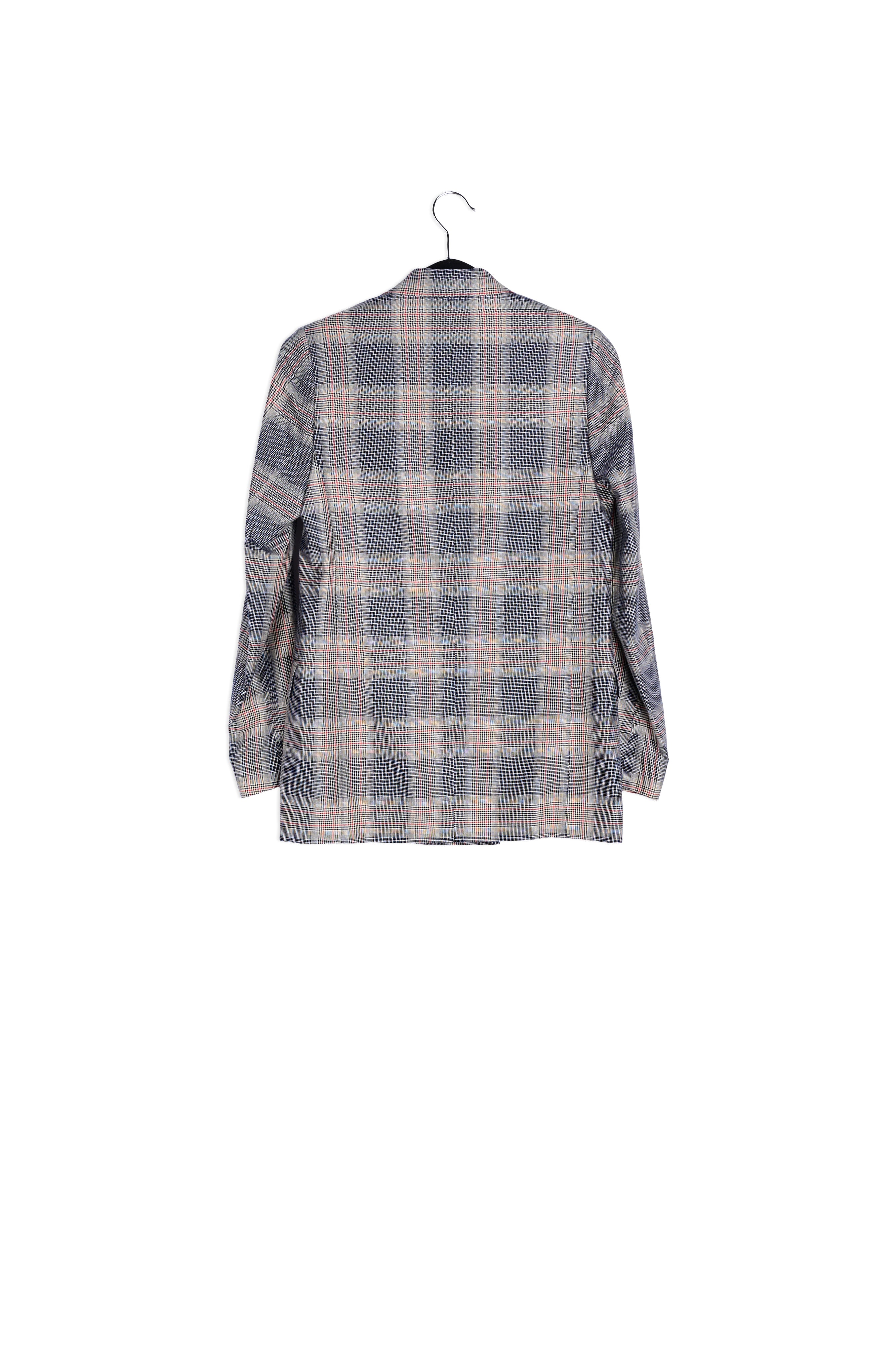 Veste croisée en tartan gris RE—SSENTIEL | Essentiel second hand
