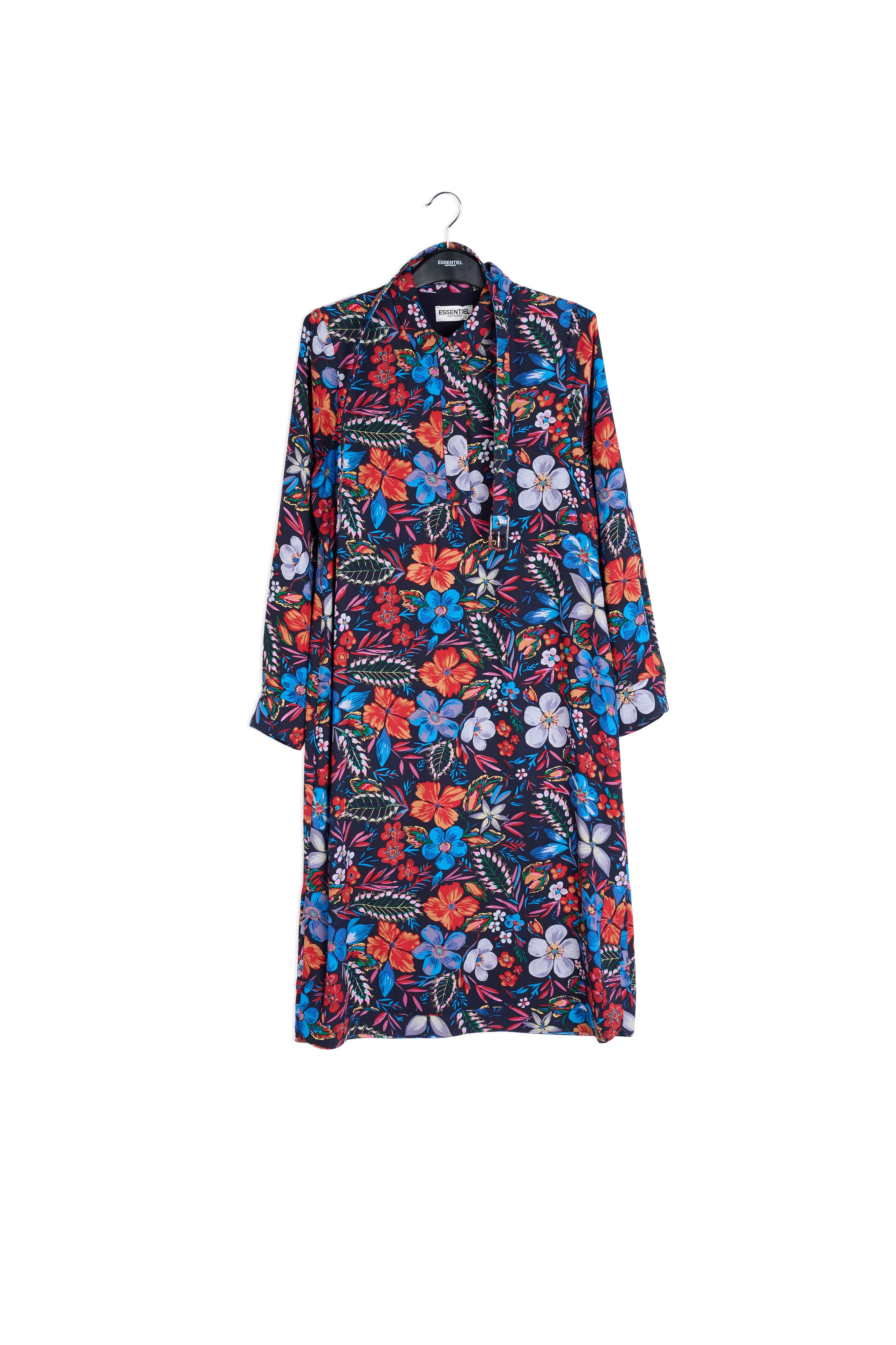Dark blue floral shirt dress RE—SSENTIEL | Essentiel second hand