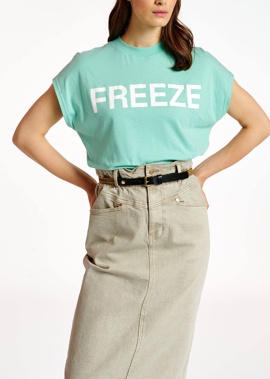 Turquoise organic cotton T-shirt RE—SSENTIEL | Essentiel second hand