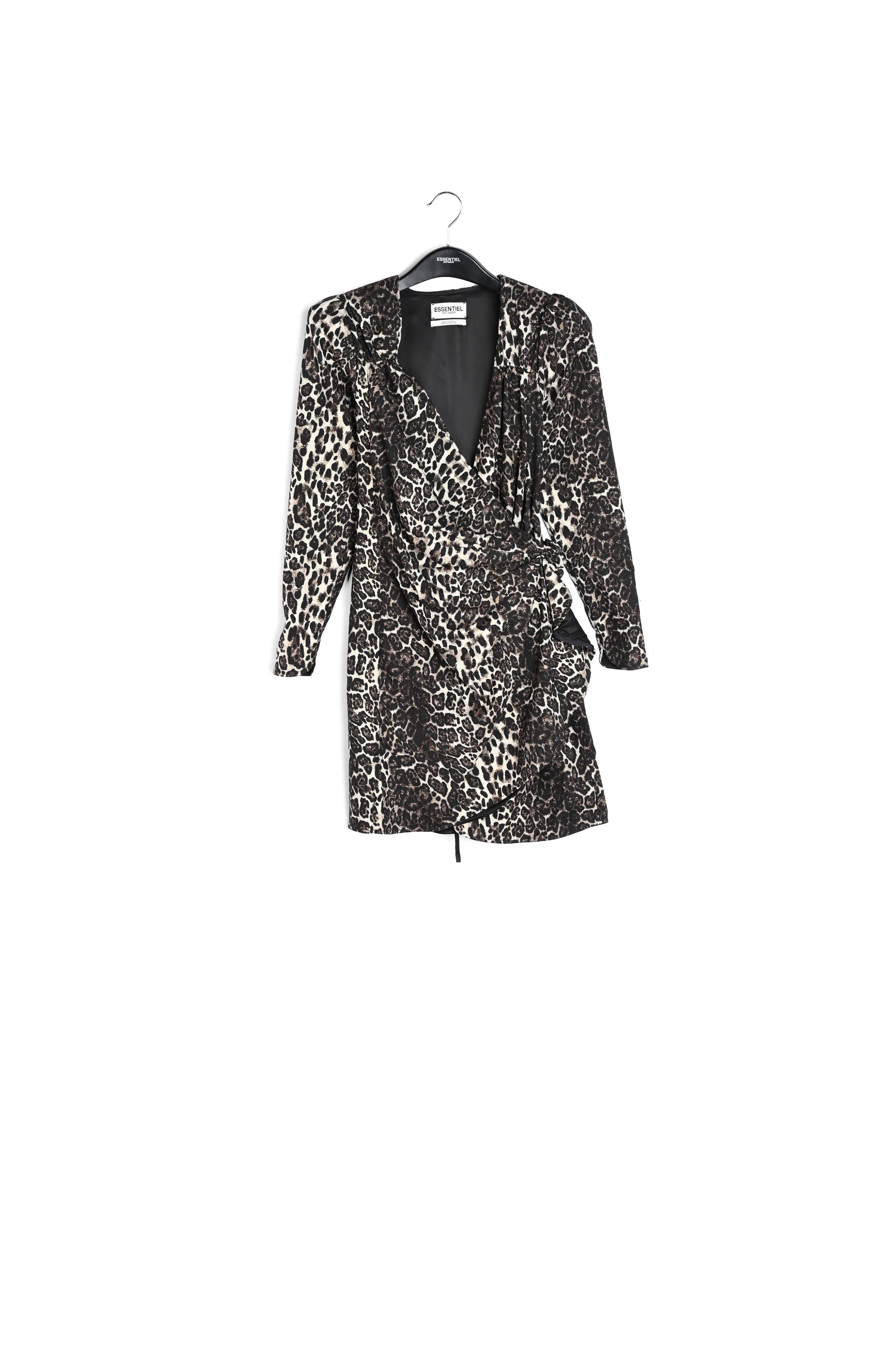 Asymmetrische mini-wikkeljurk met luipaardprint RE—SSENTIEL | Essentiel second hand