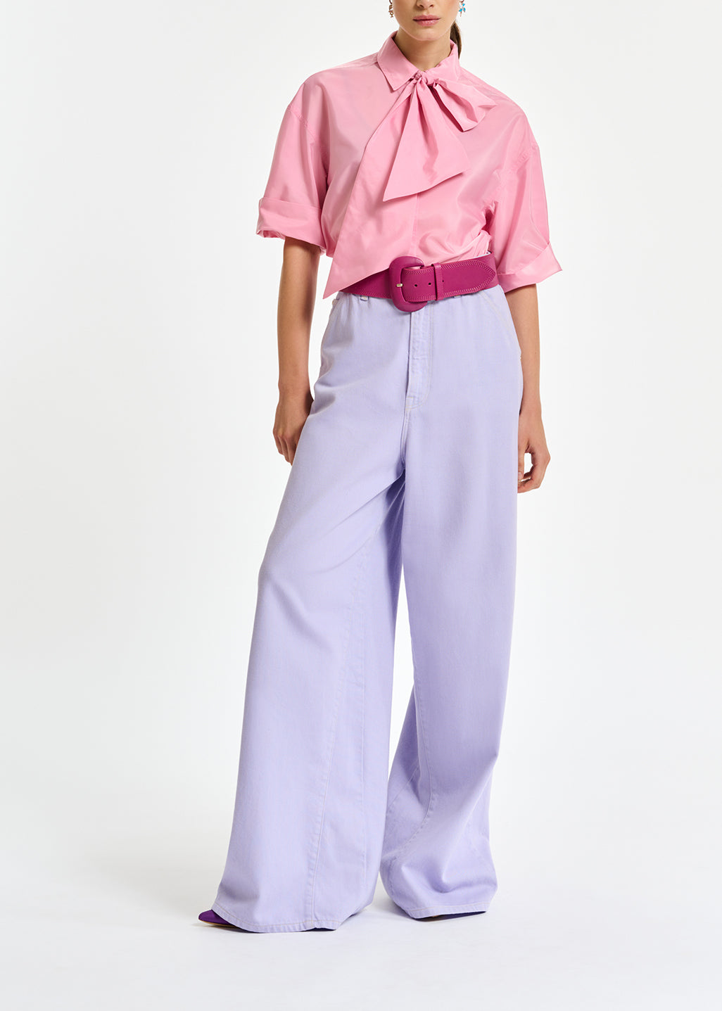 Chemise à rayures rose clair avec nœud RE—SSENTIEL | Essentiel second hand