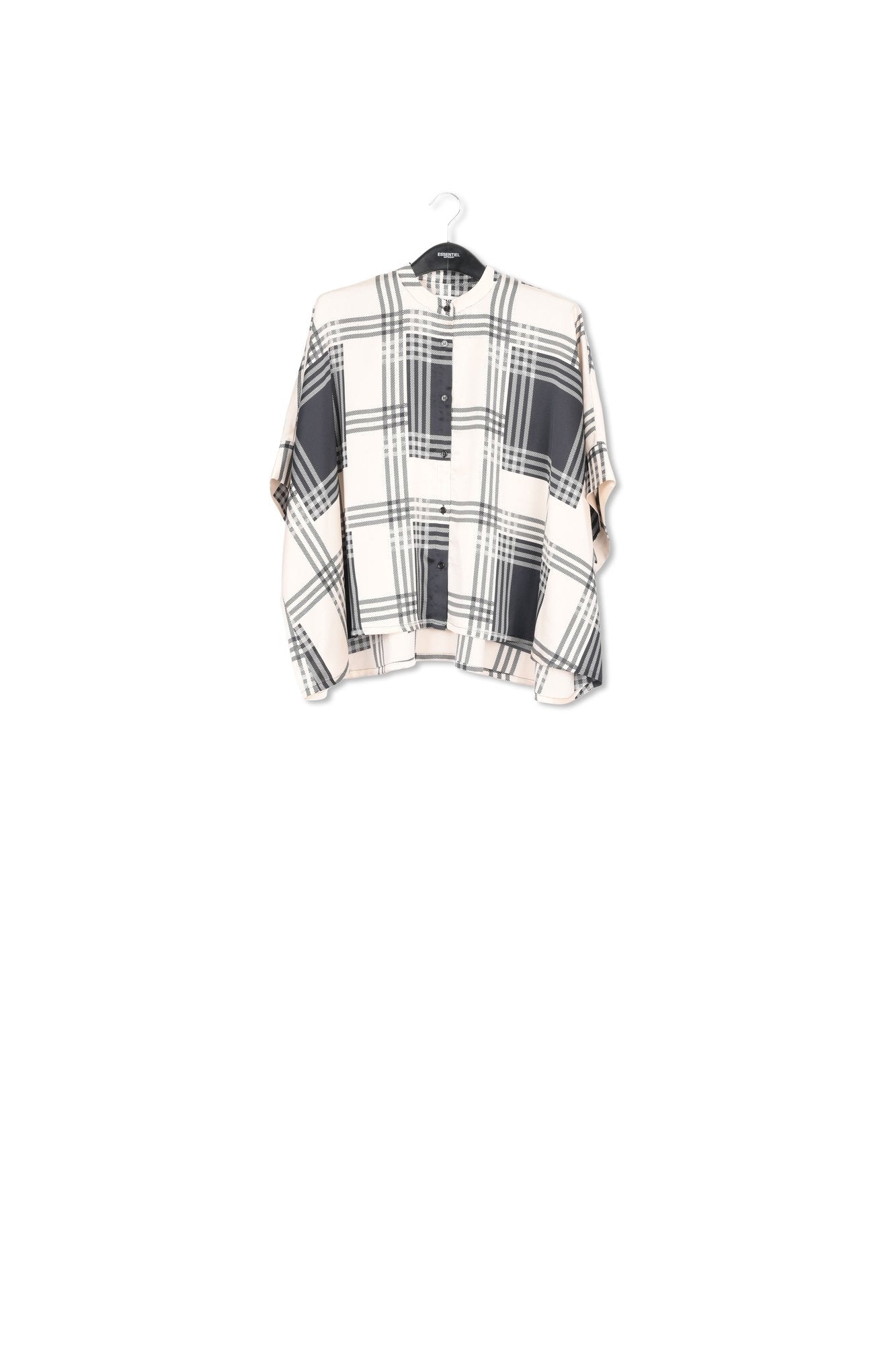 Off-white oversized shirt with yellow check motif RE—SSENTIEL | Essentiel second hand