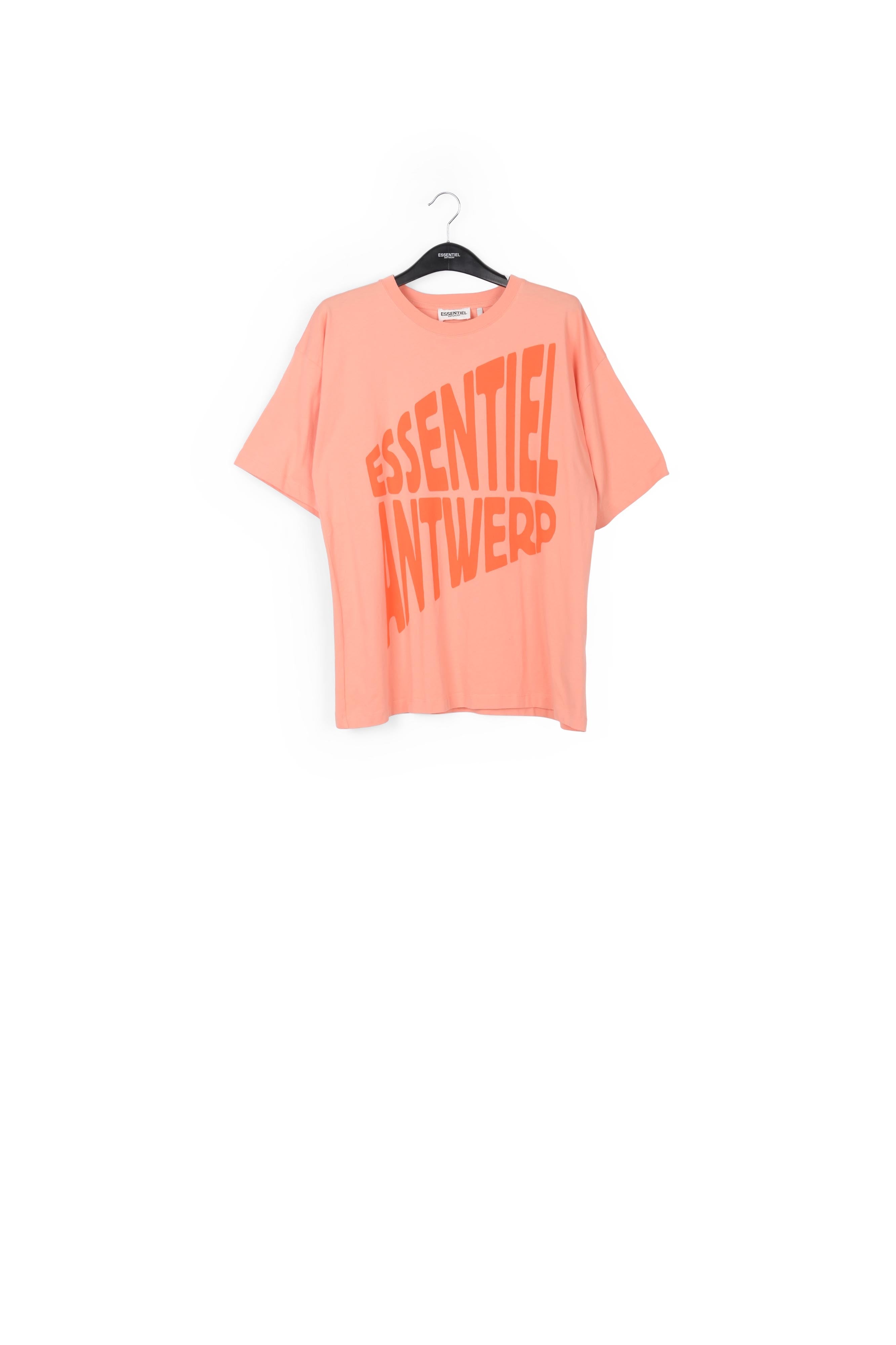 Peach organic cotton T-shirt with text print RE—SSENTIEL | Essentiel second hand