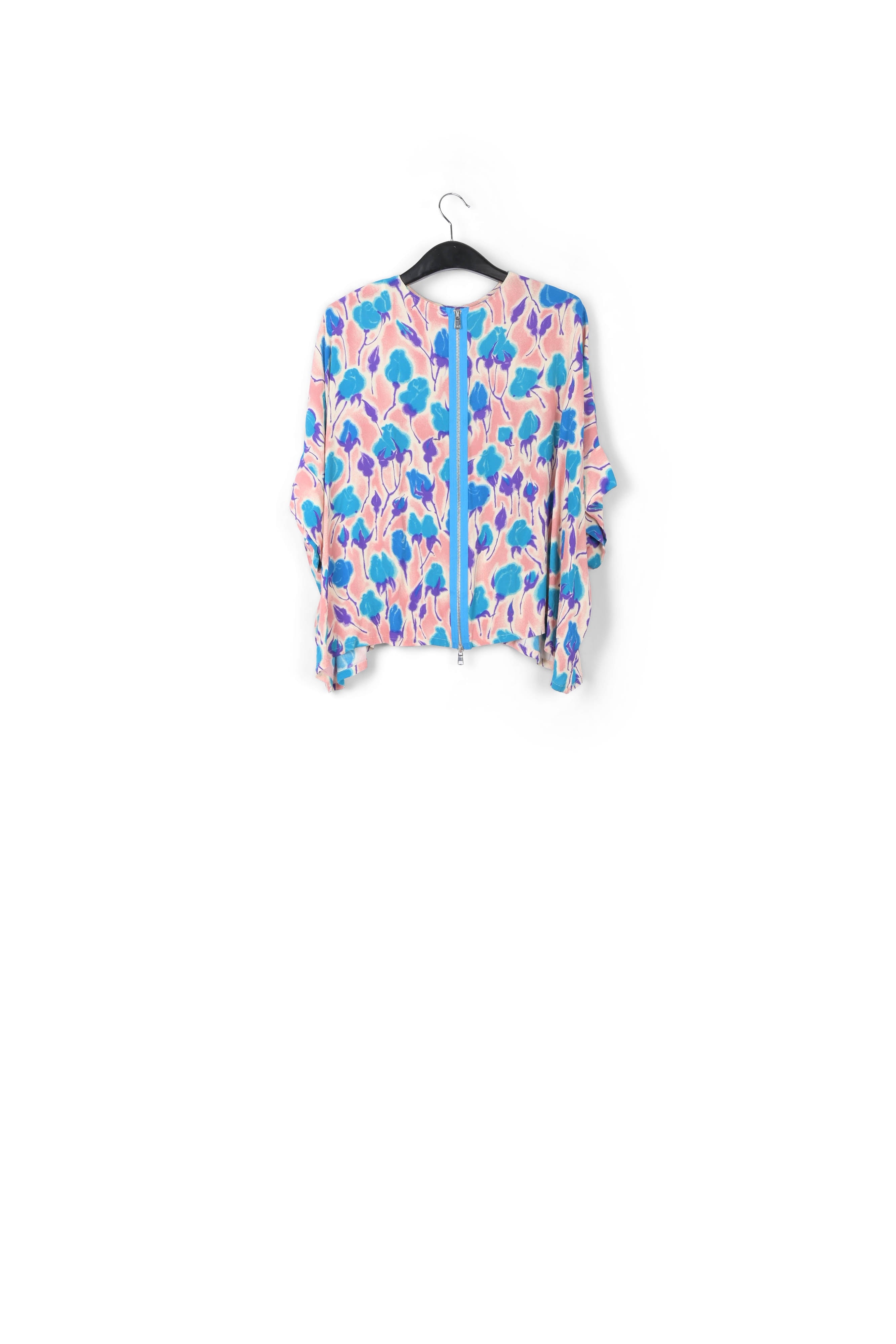 Light pink, blue and purple floral print oversized top RE—SSENTIEL | Essentiel second hand