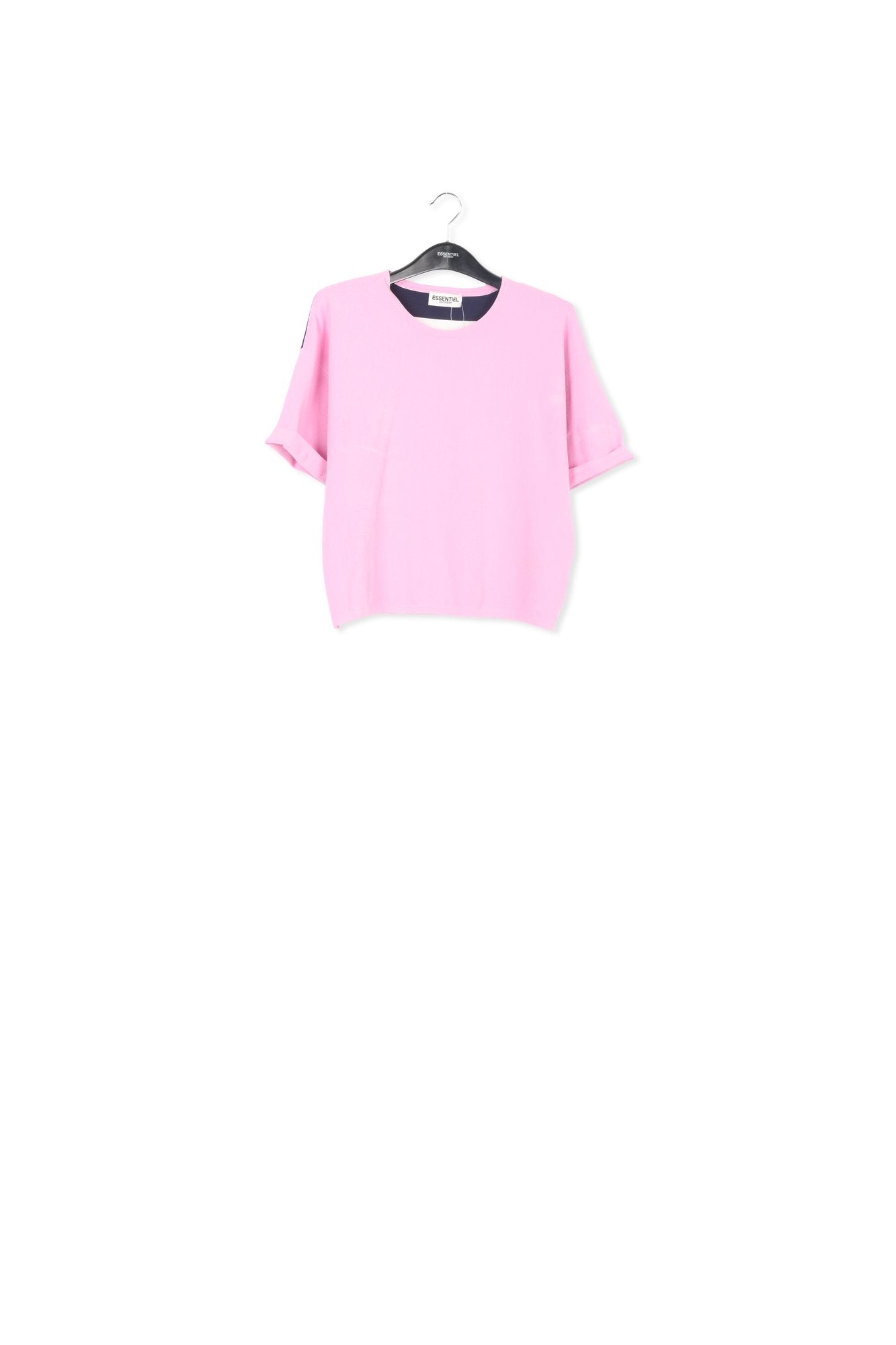 Pink striped short-sleeved sweater RE—SSENTIEL | Essentiel second hand