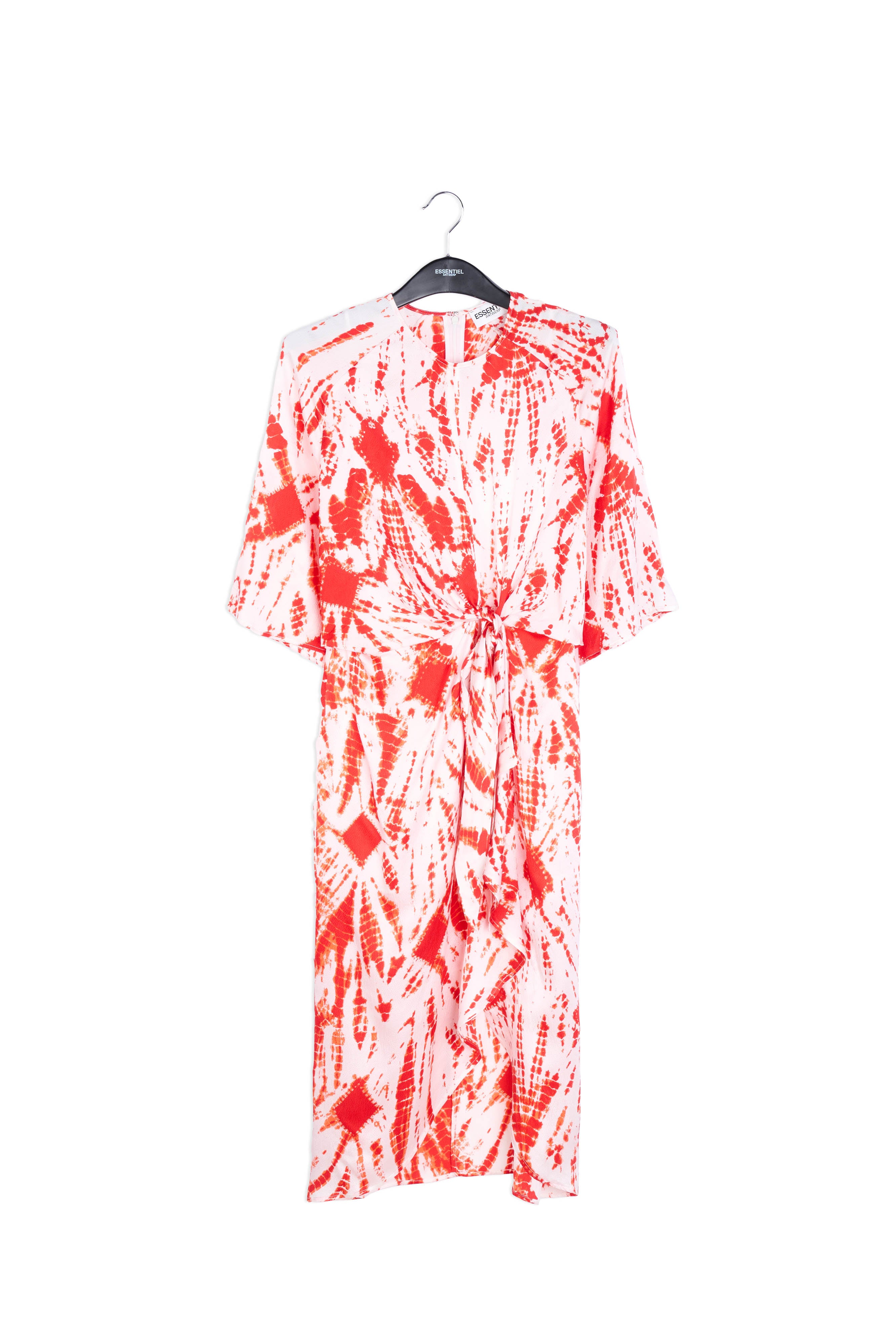 Off-white and green tie-dyed silk midi dress RE—SSENTIEL | Essentiel second hand