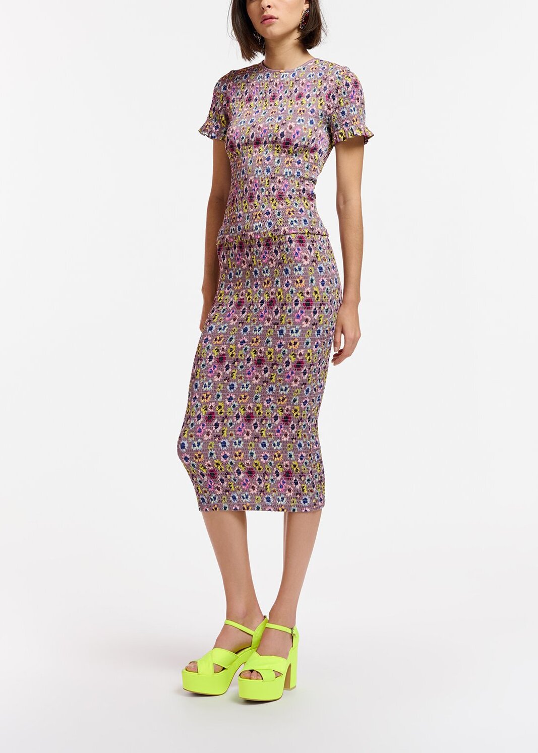 Top mauve à smocks imprimé fleuri RE—SSENTIEL | Essentiel second hand