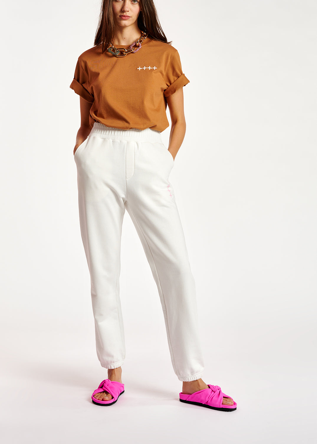 Off-white organic cotton-jersey sweatpants RE—SSENTIEL | Essentiel second hand