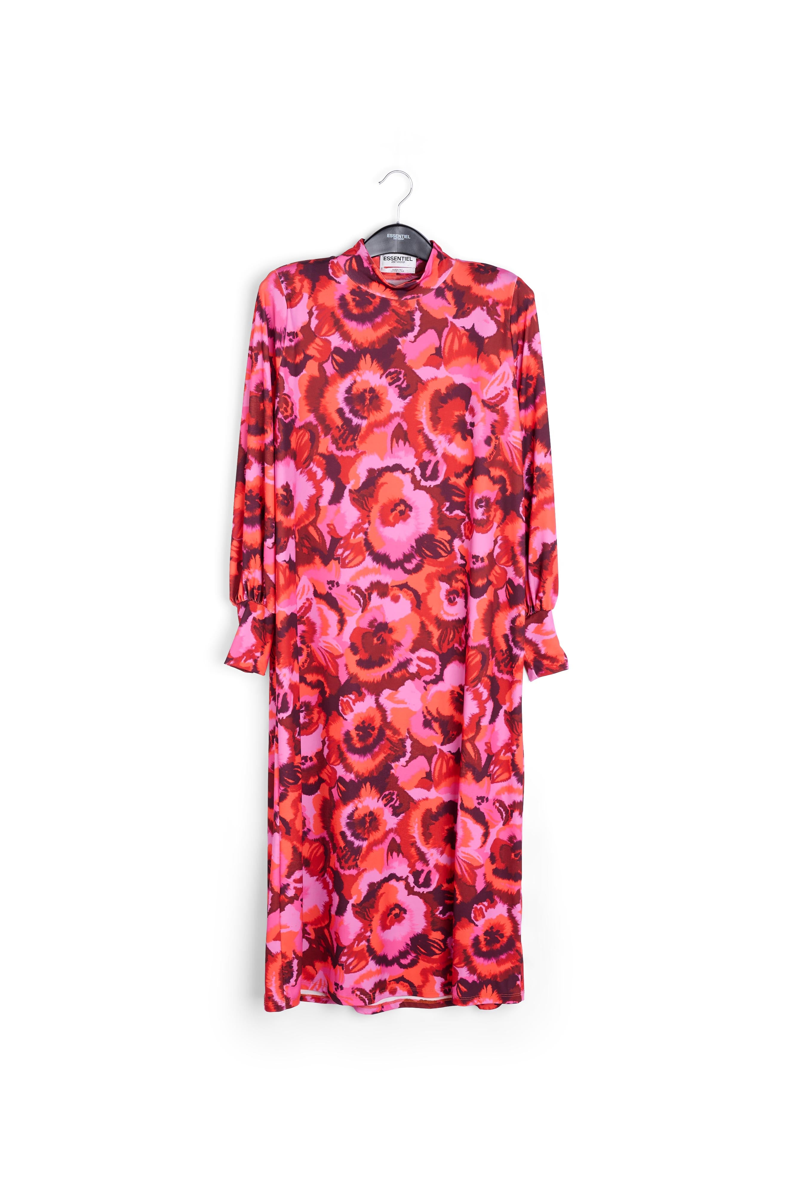 Midi-jurk in zwart, geel en lila stretch jersey RE—SSENTIEL | Essentiel second hand