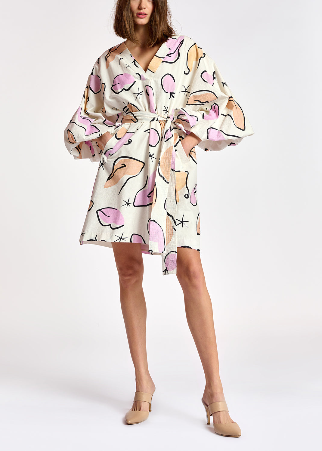 Mini robe blanche à imprimé abstrait RE—SSENTIEL | Essentiel second hand