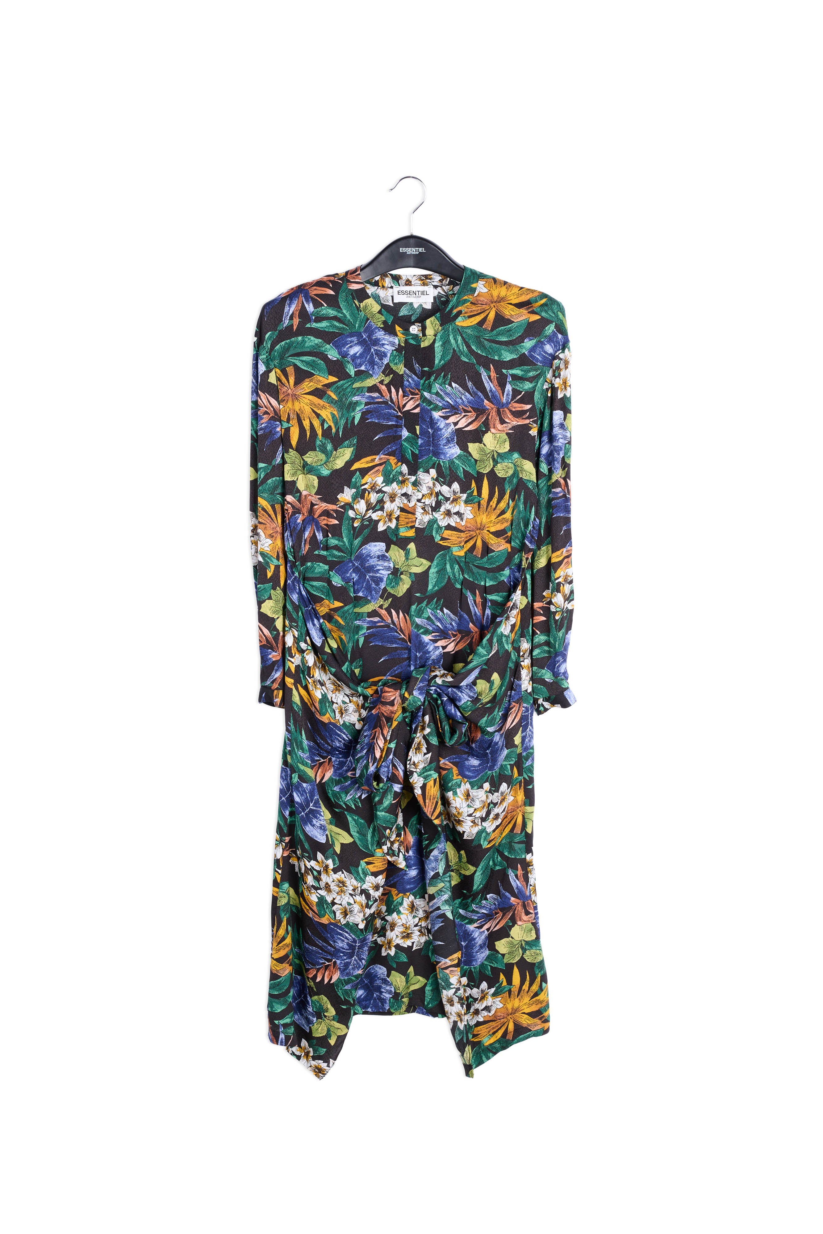 Blue, green and orange floral-print midi dress RE—SSENTIEL | Essentiel second hand