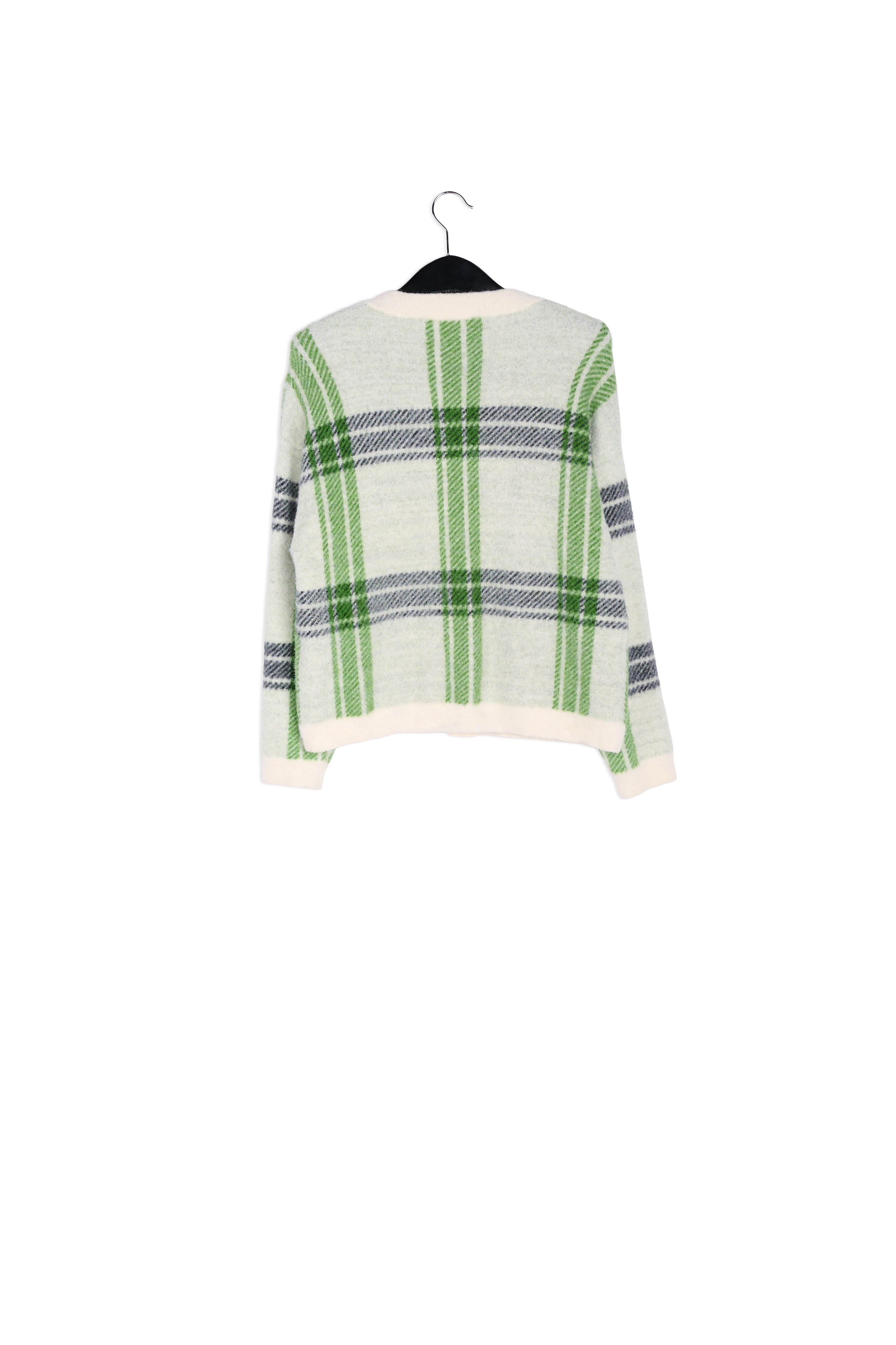 Off-white and green check cardigan RE—SSENTIEL | Essentiel second hand