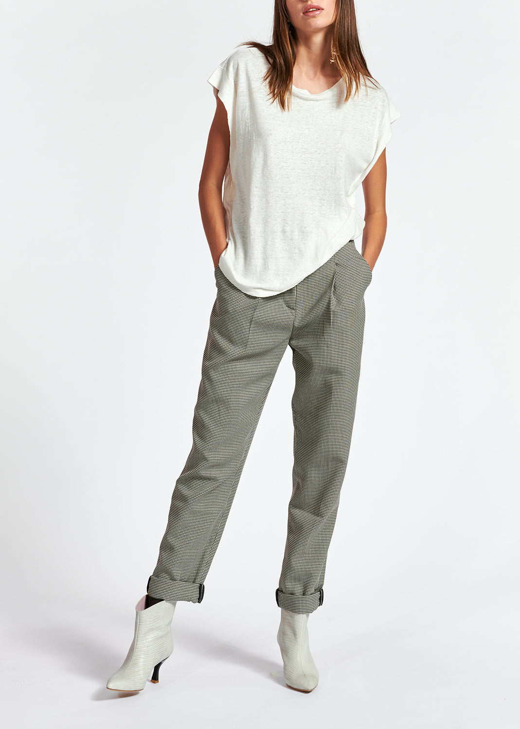 Off-white linen relaxed-fit T-shirt RE—SSENTIEL | Essentiel second hand