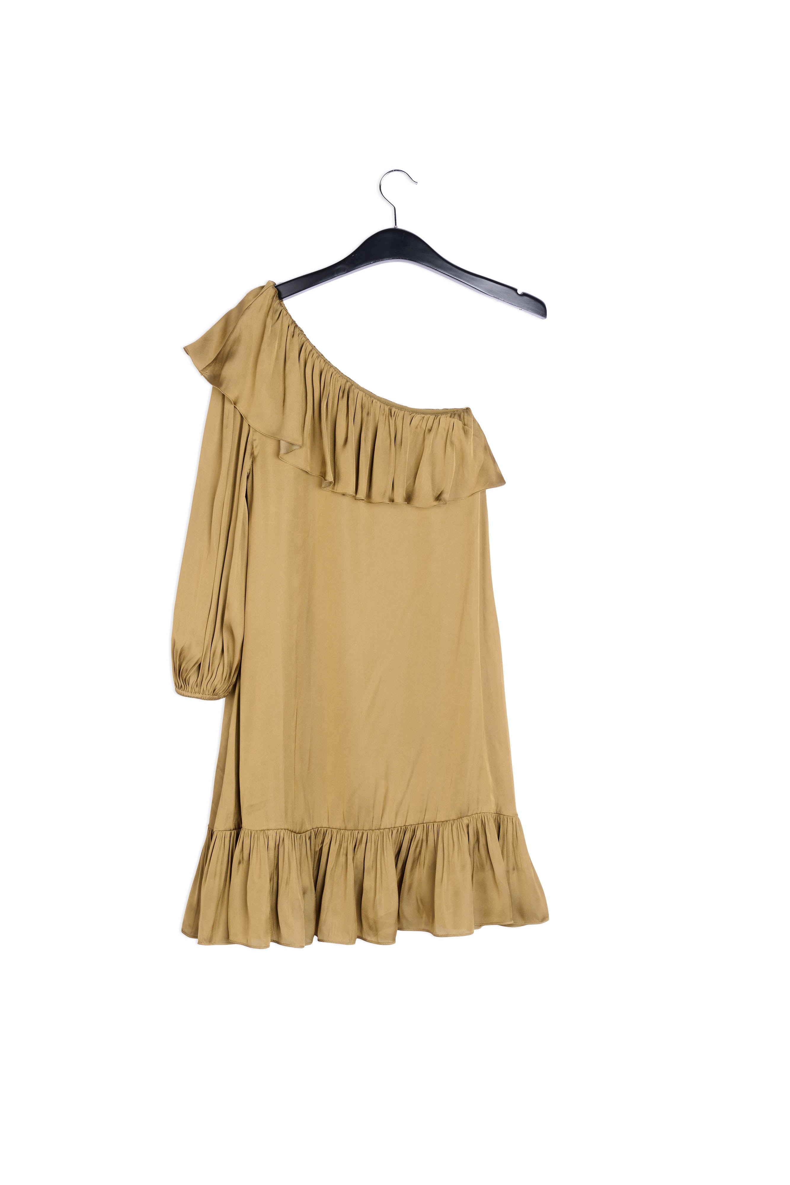 Bronze one-shoulder ruffled mini dress RE—SSENTIEL | Essentiel second hand