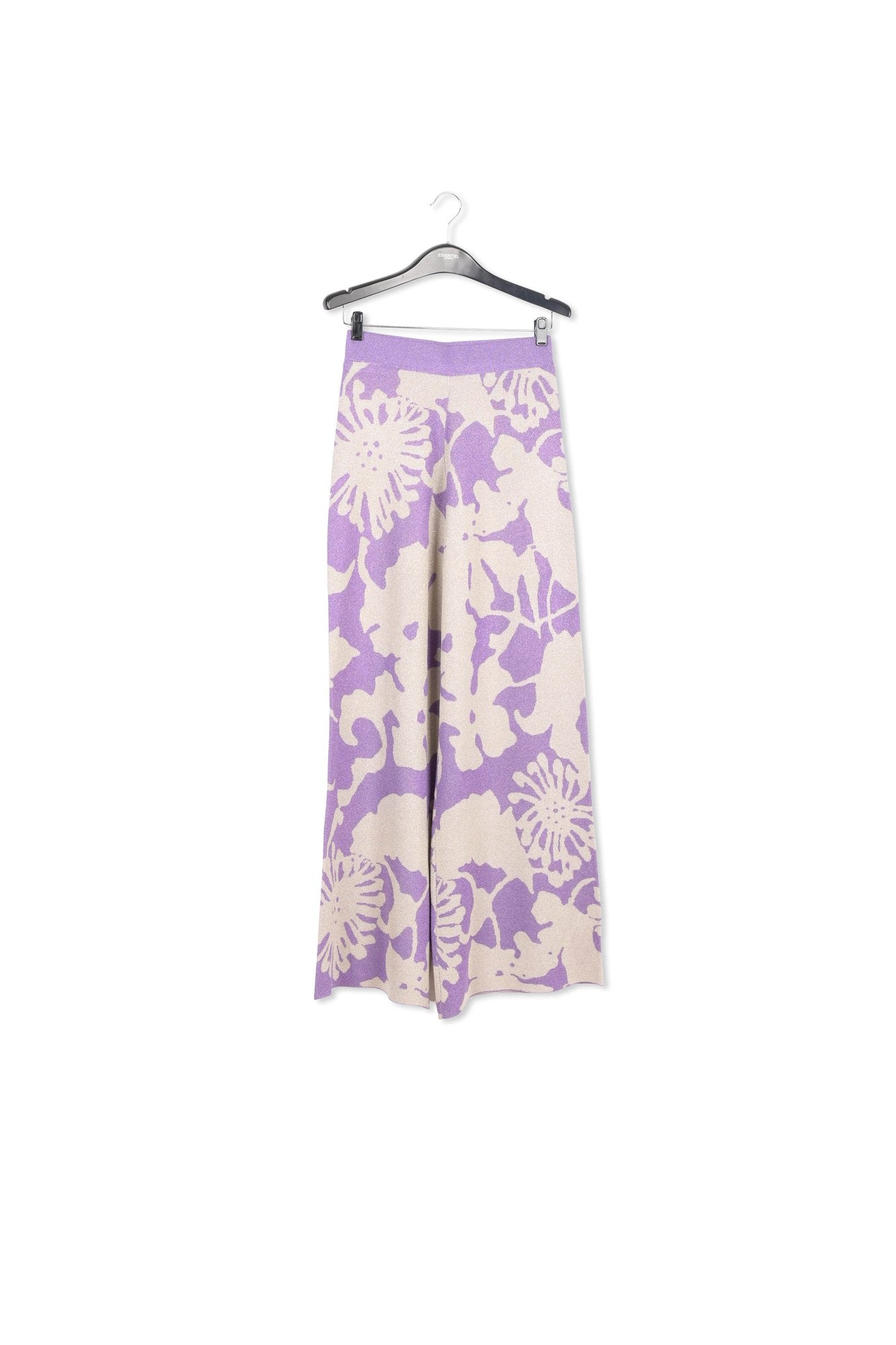 Beige and purple jacquard-knit lurex pants RE—SSENTIEL | Essentiel second hand