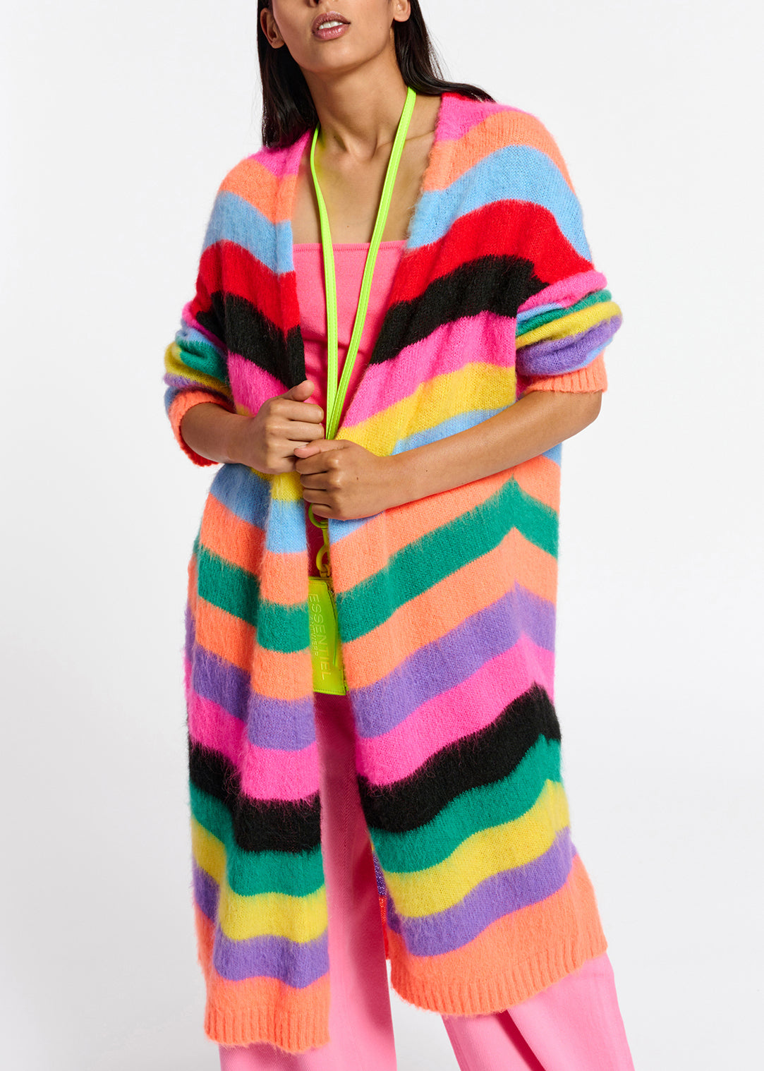 Multicolor striped midi-length cardigan RE—SSENTIEL | Essentiel second hand