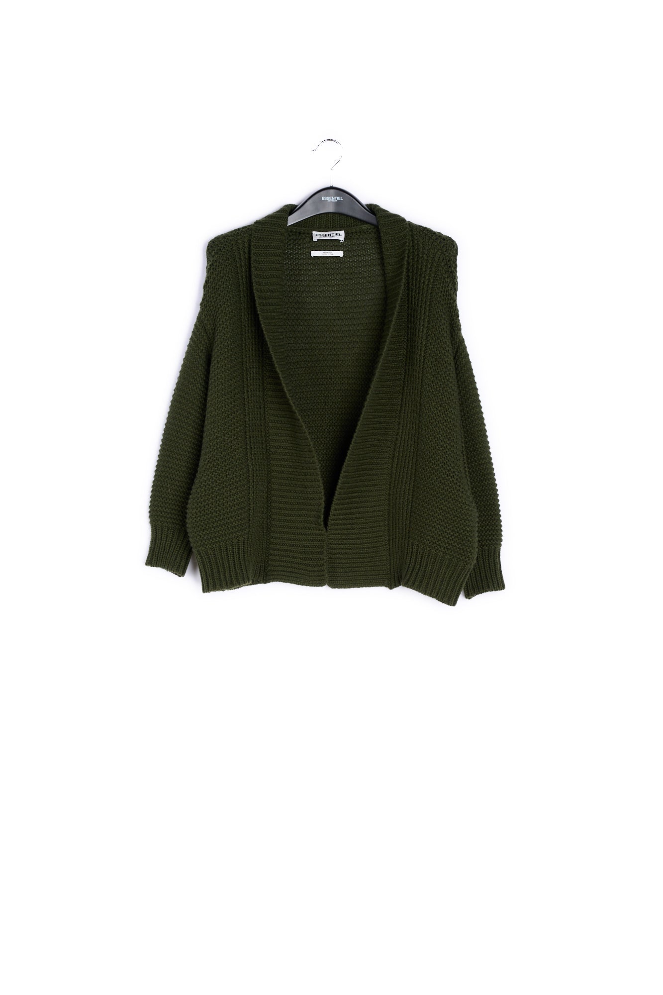 Pine green big sleeves knit cardigan RE—SSENTIEL | Essentiel second hand
