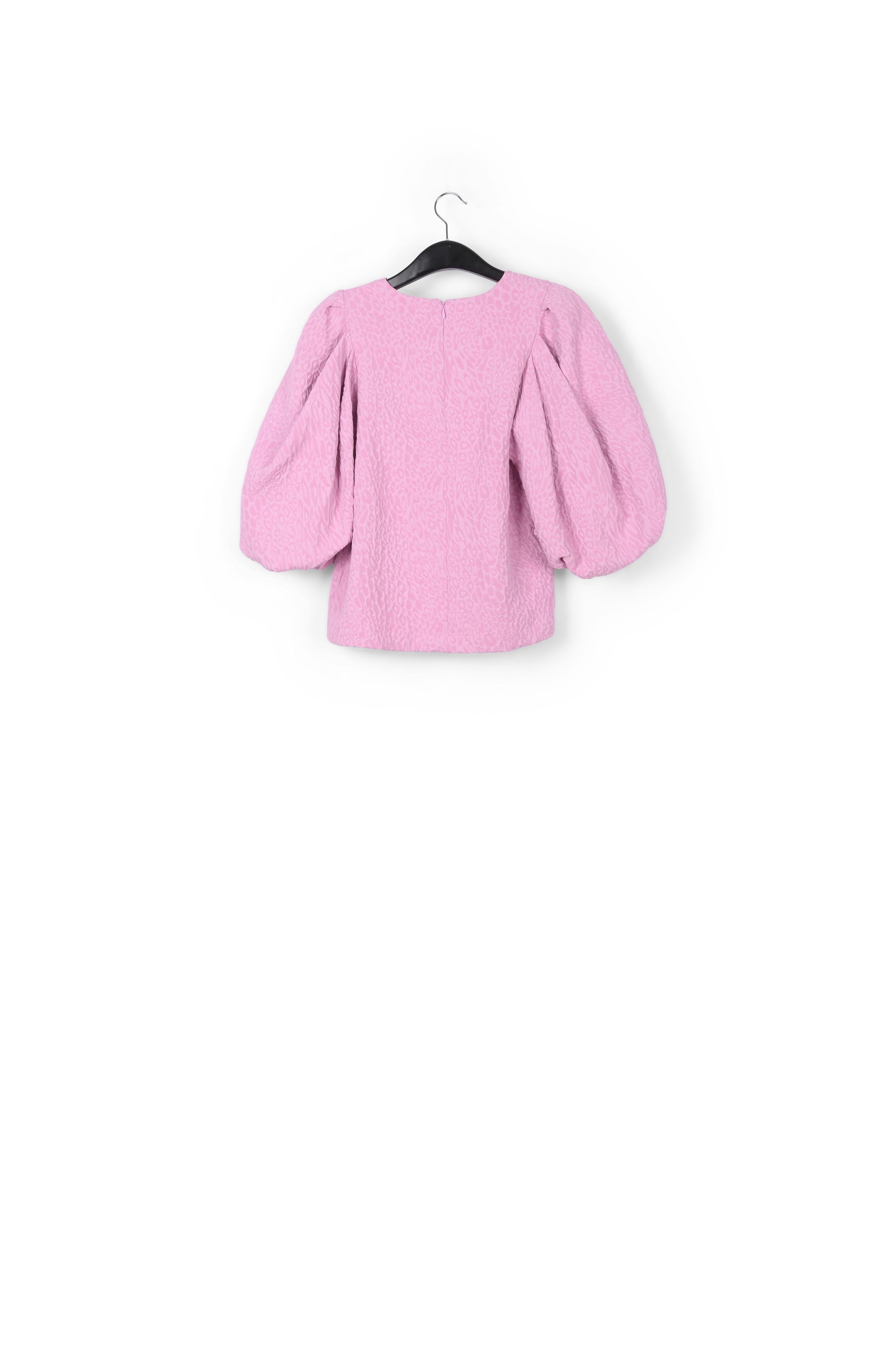 Light pink jacquard top with puffed sleeves RE—SSENTIEL | Essentiel second hand