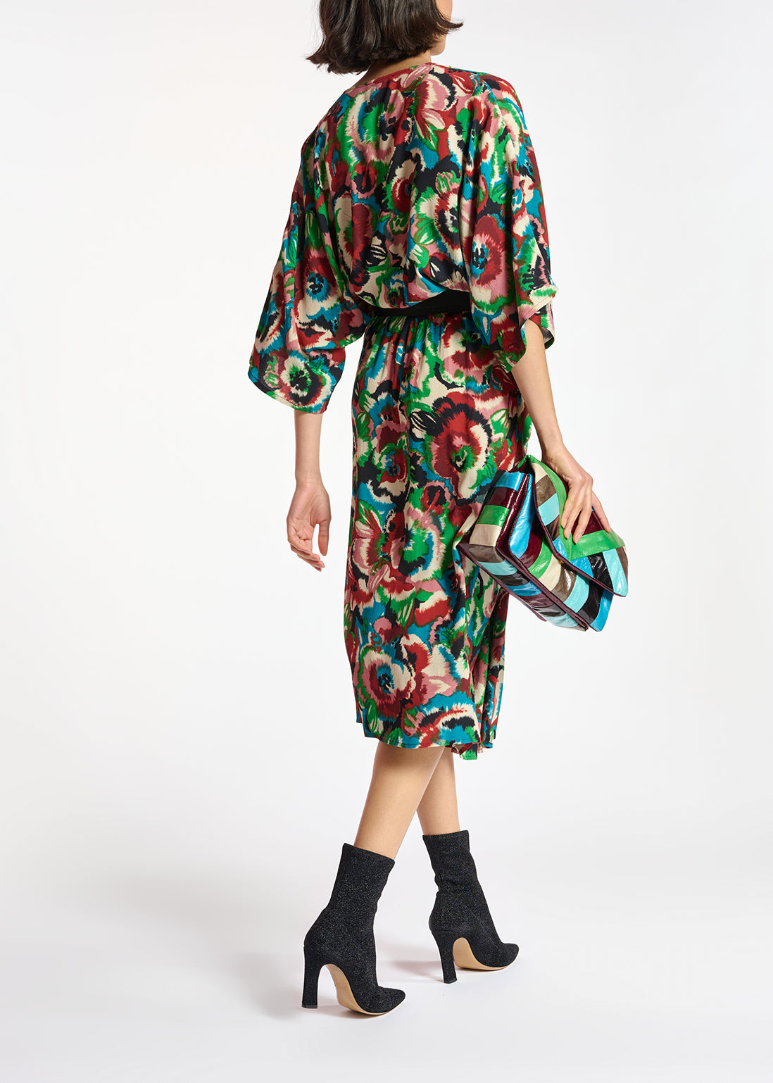 Multicolor kimono dress with floral print RE—SSENTIEL | Essentiel second hand