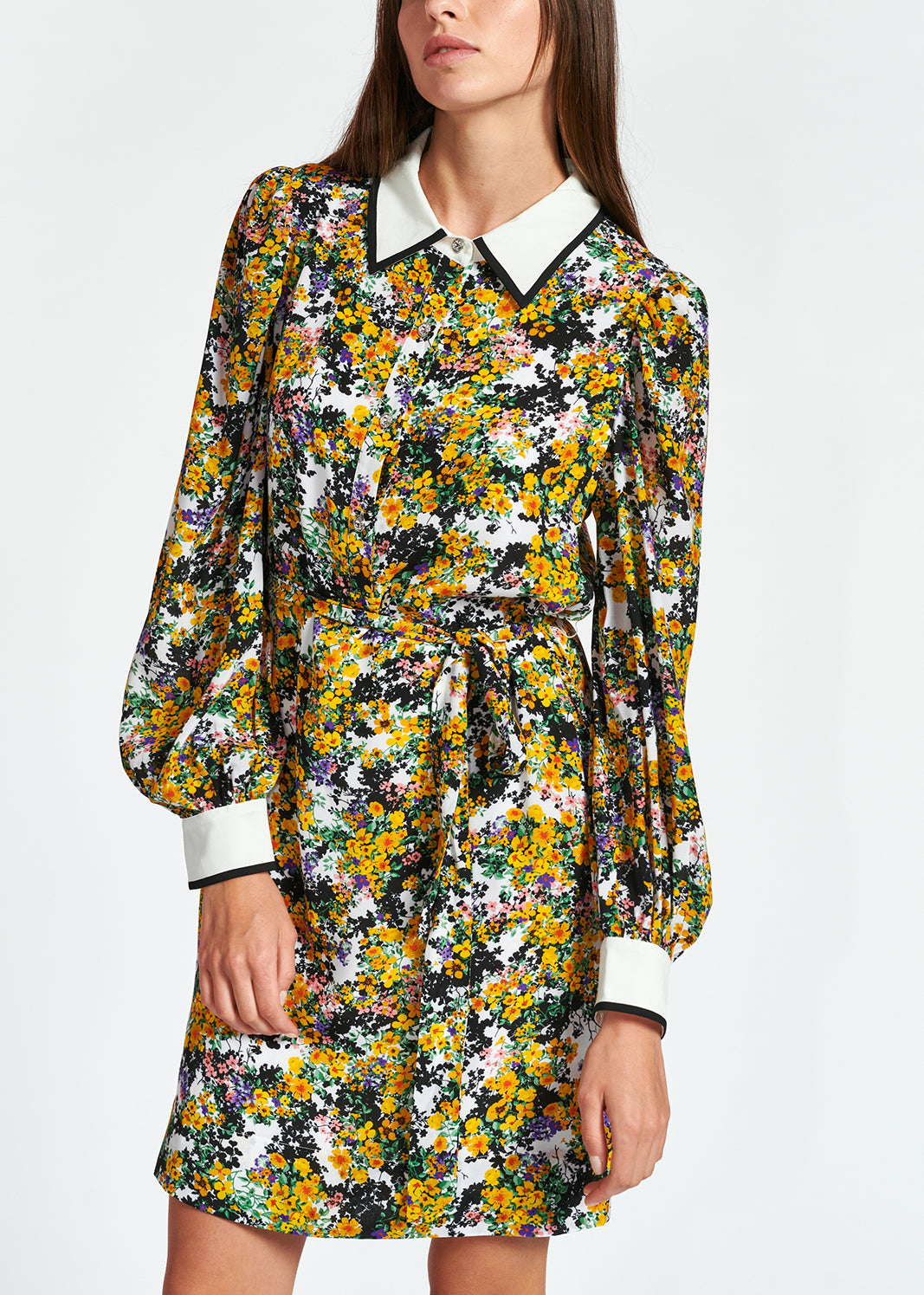 Gebroken witte mini-hemdjurk met bloemen RE—SSENTIEL | Essentiel second hand