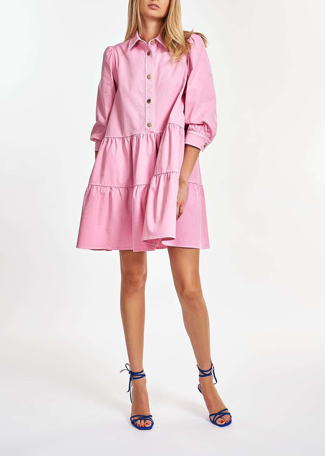 Pink denim A-line mini dress RE—SSENTIEL | Essentiel second hand