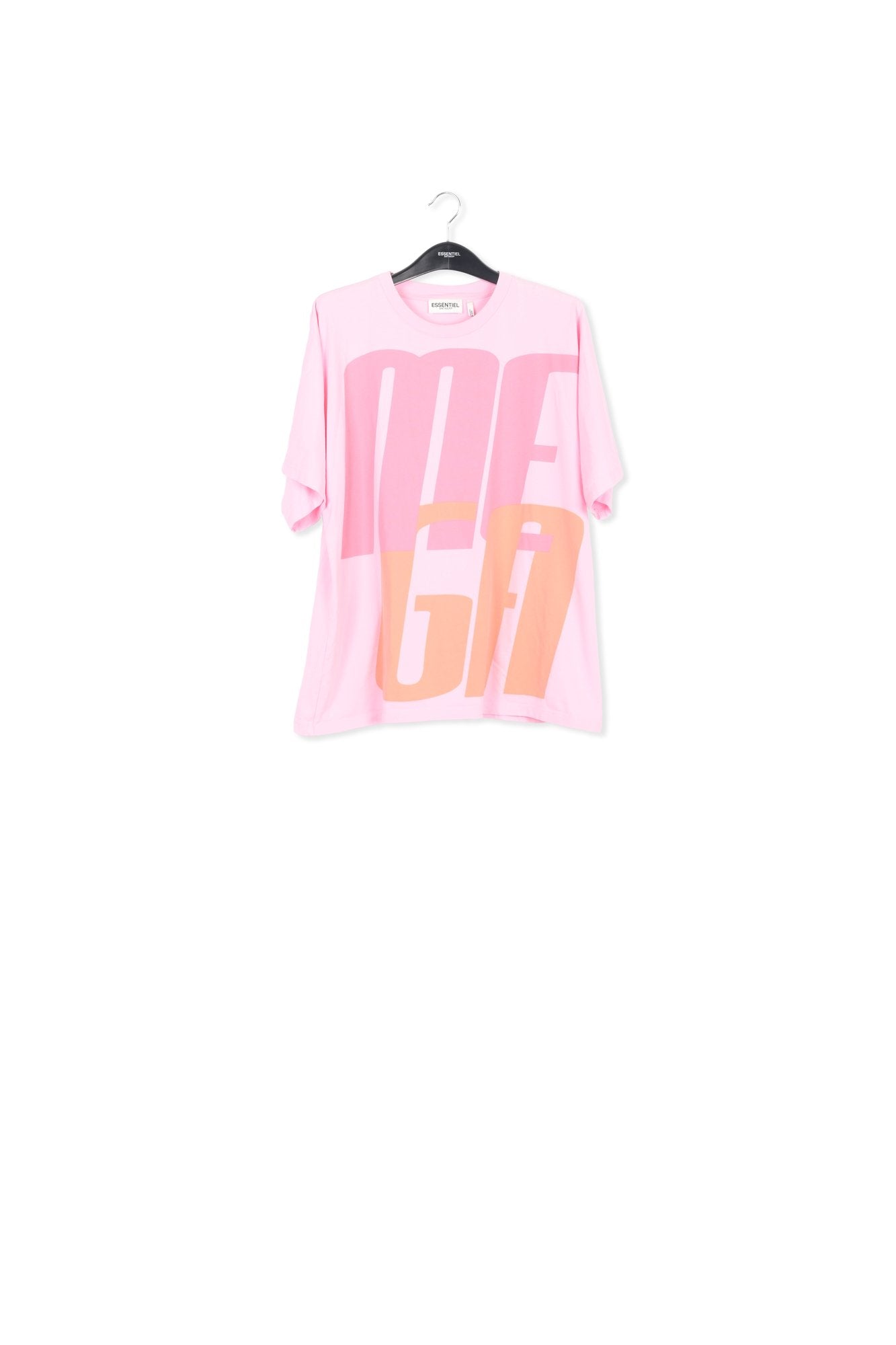 Pink oversized organic cotton-jersey 'mega' t-shirt RE—SSENTIEL | Essentiel second hand